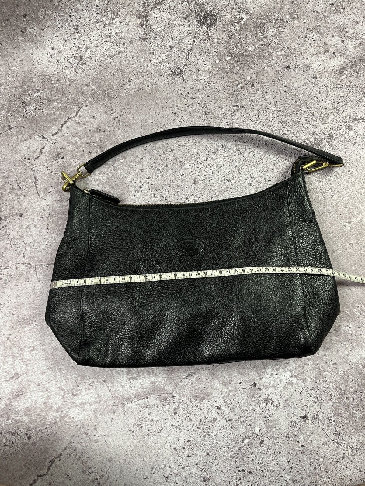 Tod's Black Pebbled Leather Shoulder Bag Hobo Purse Italy 🇮🇹 Size ONE SIZE - 10 Thumbnail