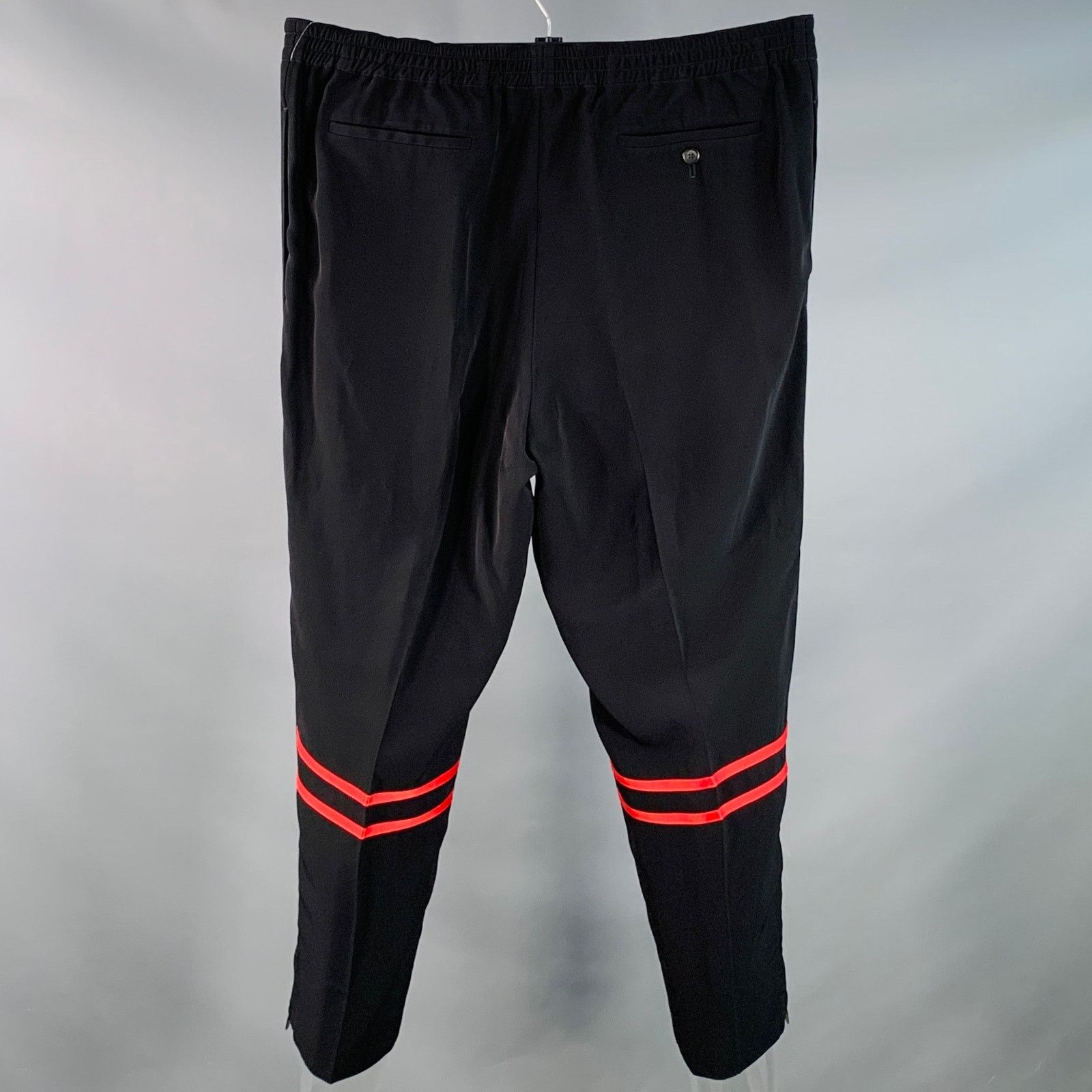 Alexander McQueen ALEXANDER MCQUEEN Black Red Stripe Viscose Casual Pants Size US 38 / EU 54 - 2 Thumbnail