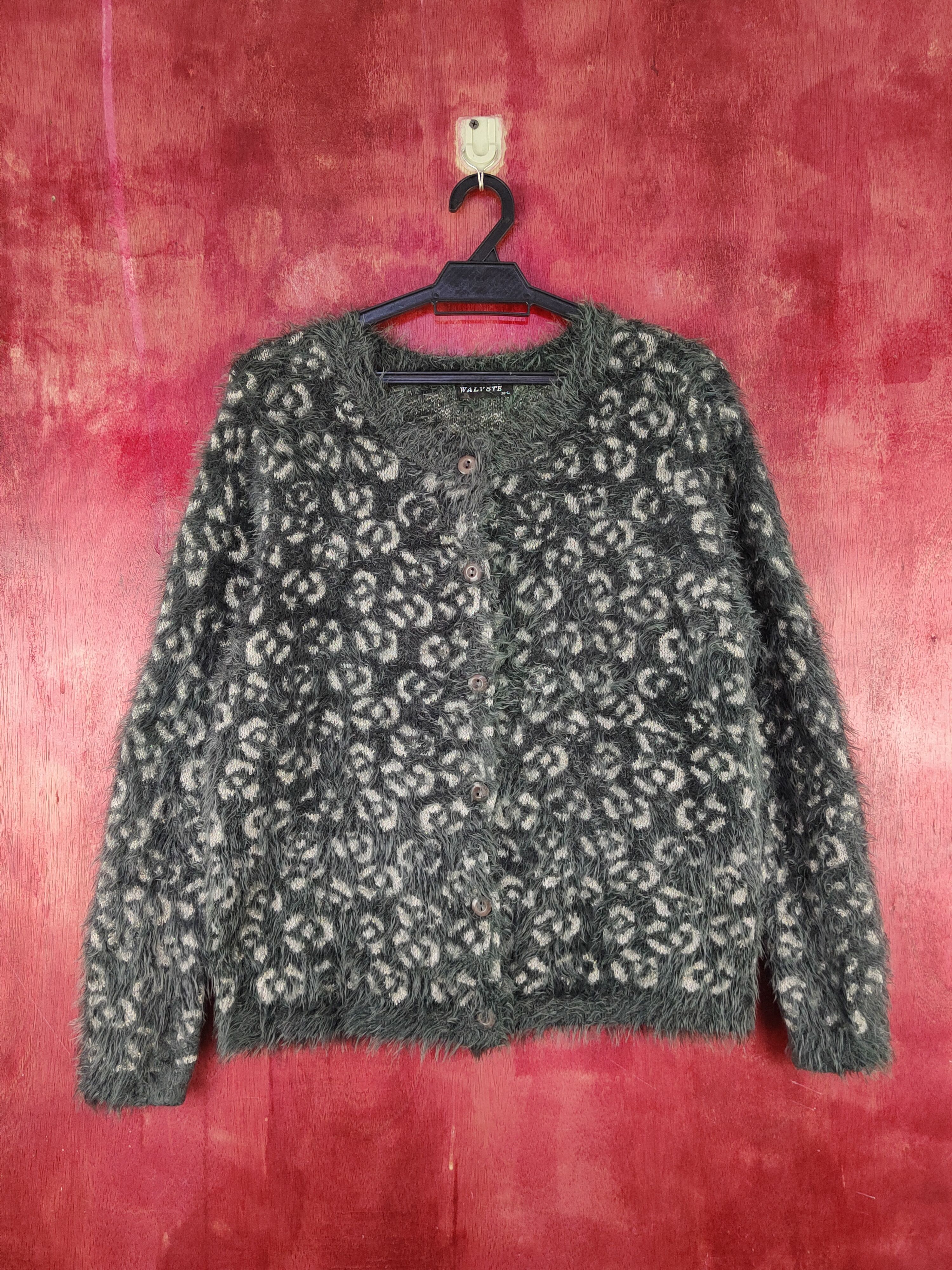 Japanese Brand × Vintage Walvote Olive Fur Mohair Knitwear Cardigan #S2085 Size M / US 6-8 / IT 42-44 - 1 Thumbnail