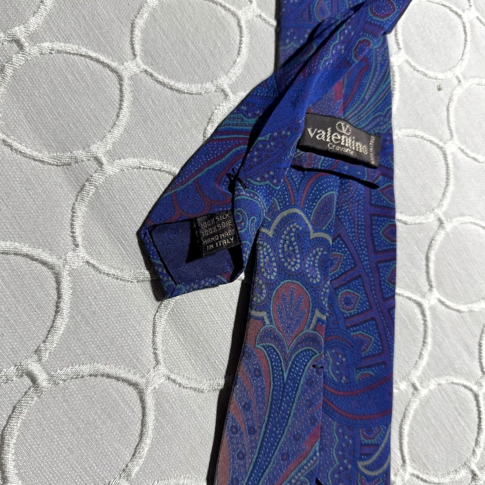 Valentino Valentino Cravatte Tie Mens Blue Paisley Silk Made In Italy Luxury Formal Necktie Size ONE SIZE - 3 Thumbnail