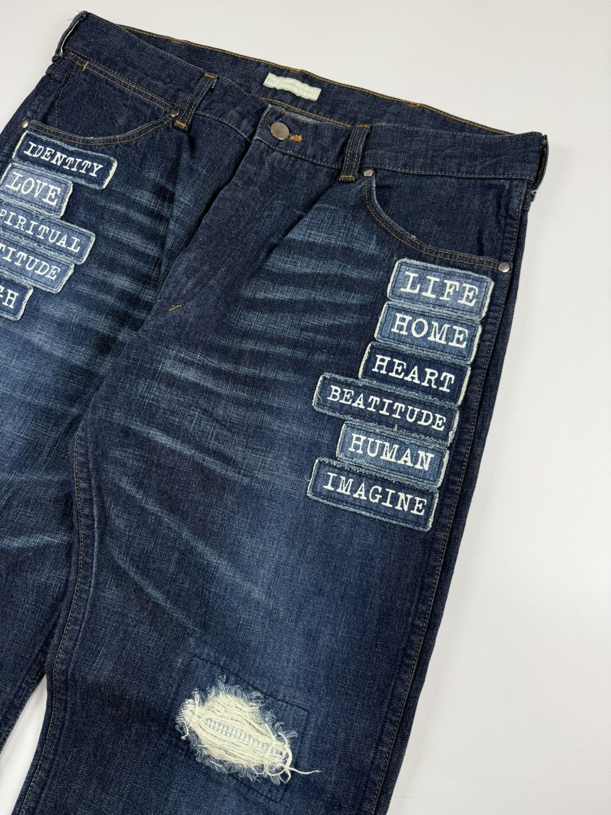 Number (N)ine Number (N)ine S/S’02 The Modern Age Patch Denim Jeans Size US 36 / EU 52 - 5 Thumbnail