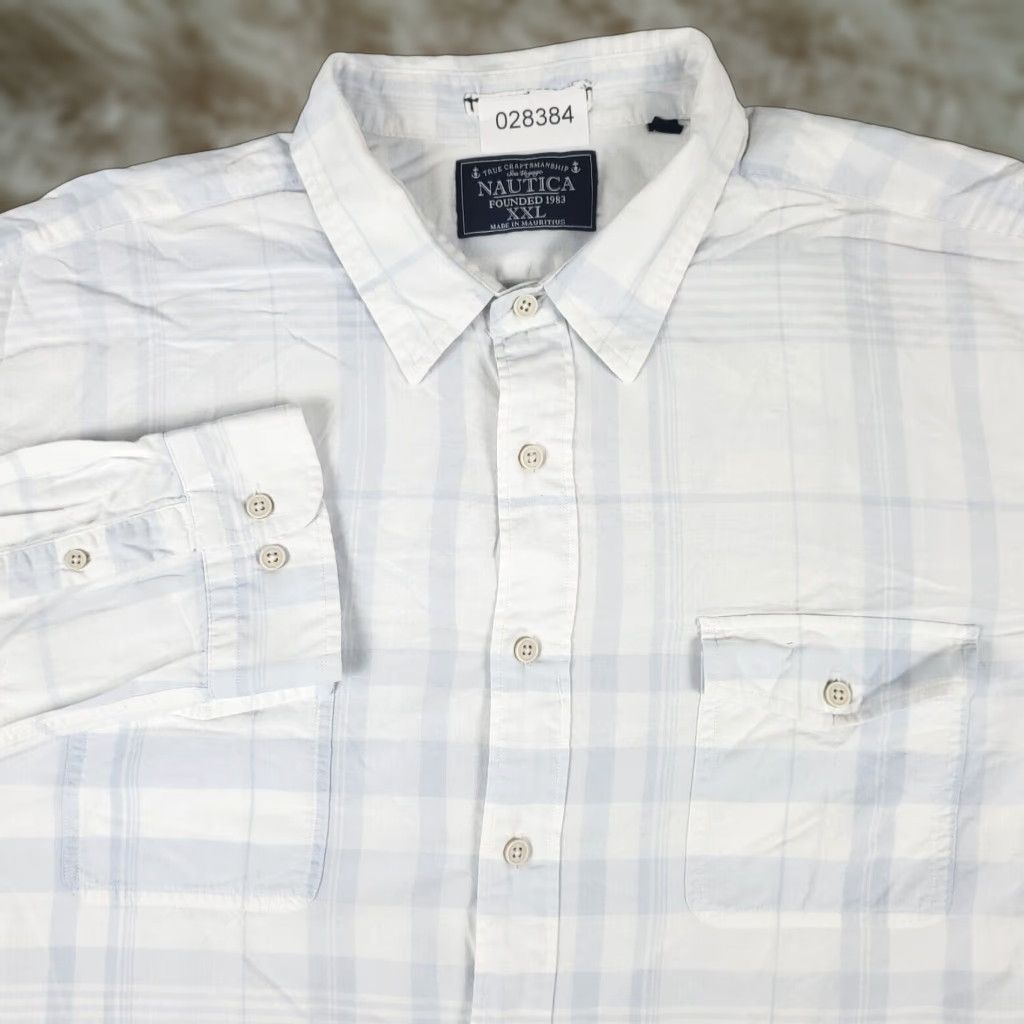 Nautica VINTAGE Nautica Shirt Mens Size 2XL Long Sleeve Plaid Button-Up Collared Cotton Blue White Casual Size US XXL / EU 58 / 5 - 1 Thumbnail