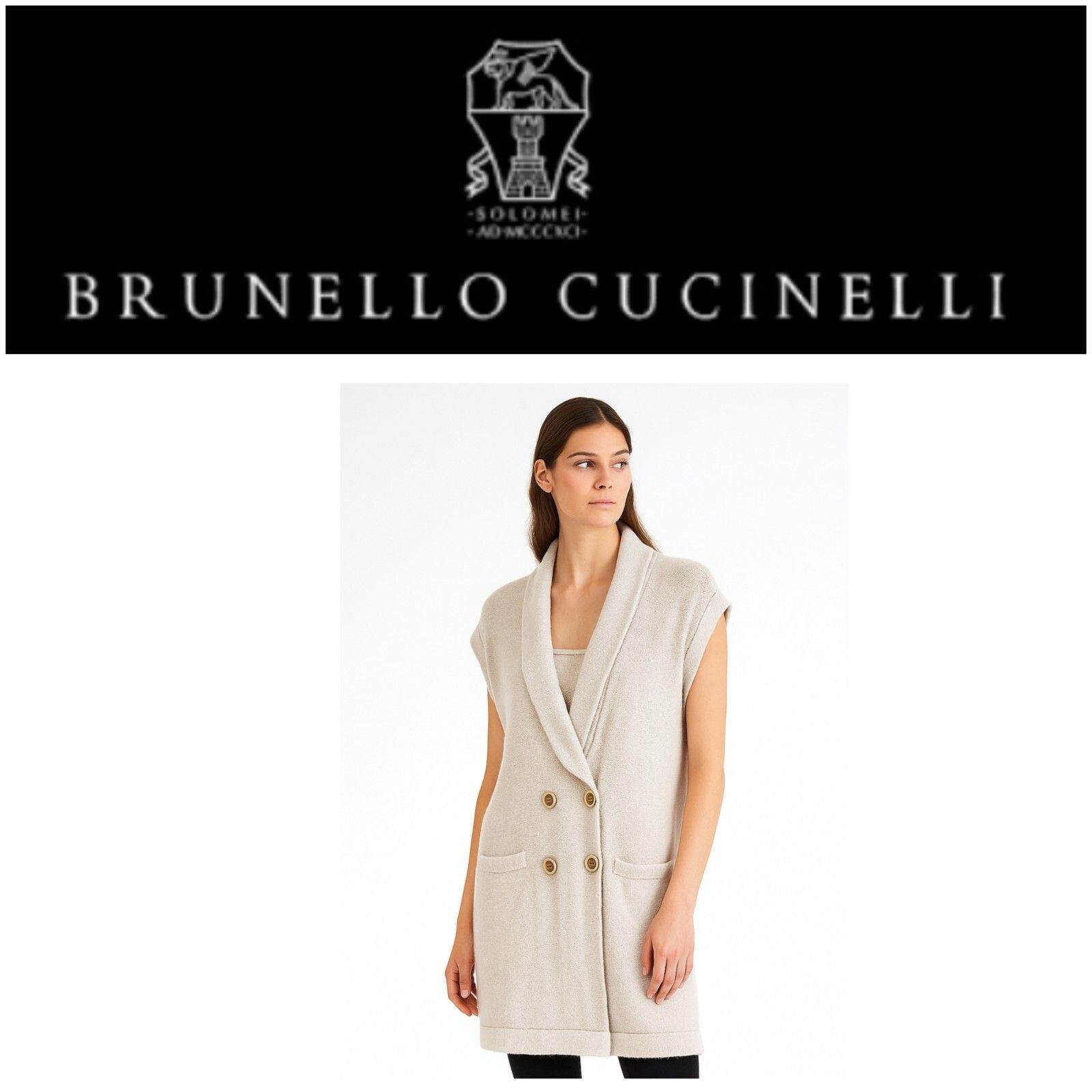 Brunello Cucinelli Brunello Cucinelli Sleeveless Shawl Cardigan Speckled Size M / US 6-8 / IT 42-44 - 1 Thumbnail