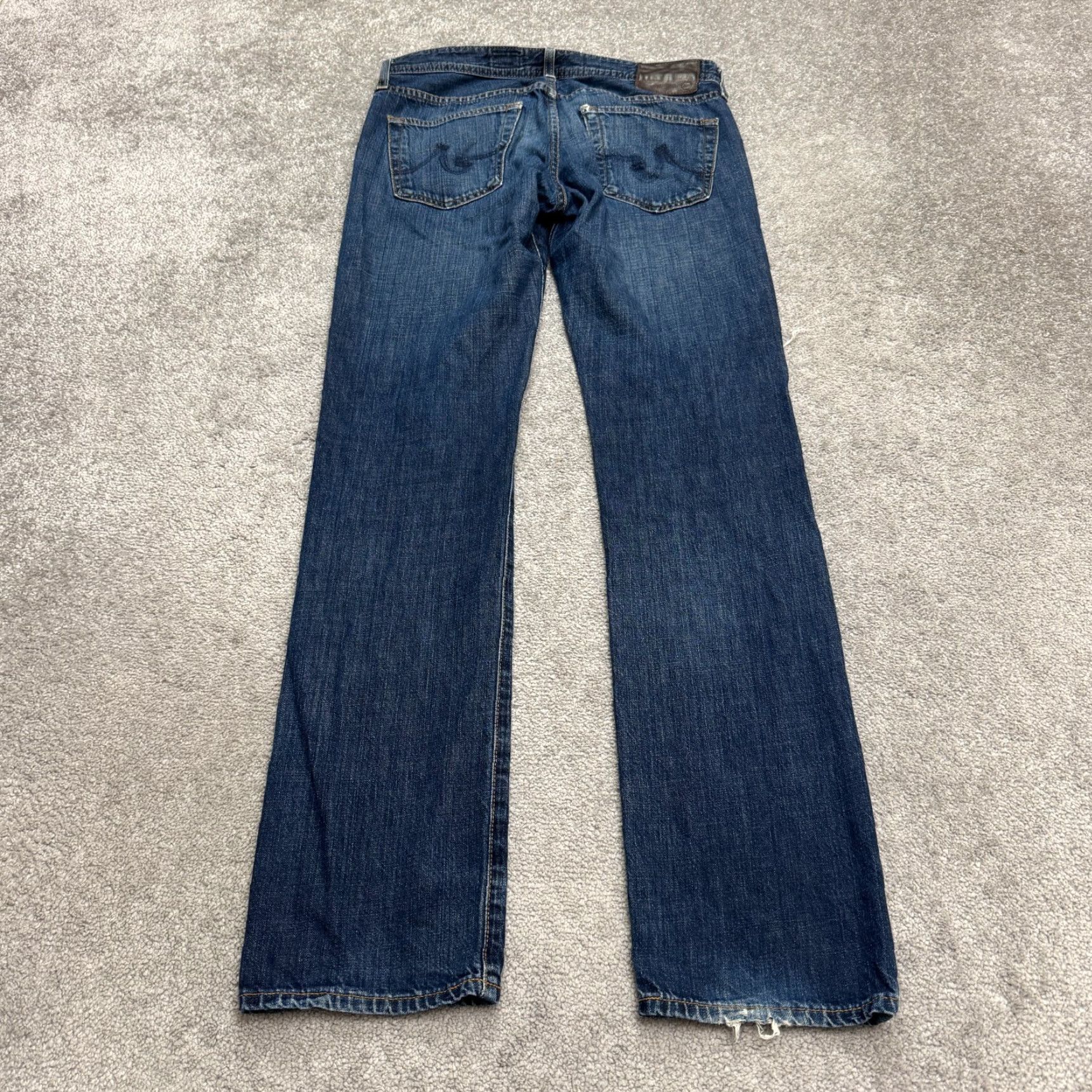 Vintage AG Adriano Goldschmied The Matchbox Jeans Slim Straight Mens 32x34 Blue Distressed 5-Pocket Denim Cotton Blend Casual Retail Size US 32 / EU 48 - 2 Thumbnail