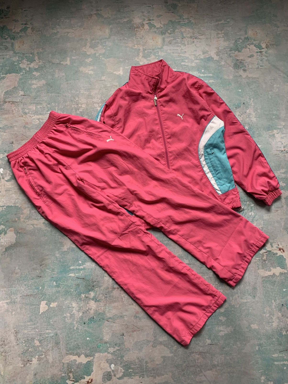 Puma Nylon Tracksuit Vintage Y2K Pink 00s Size for Teens L
