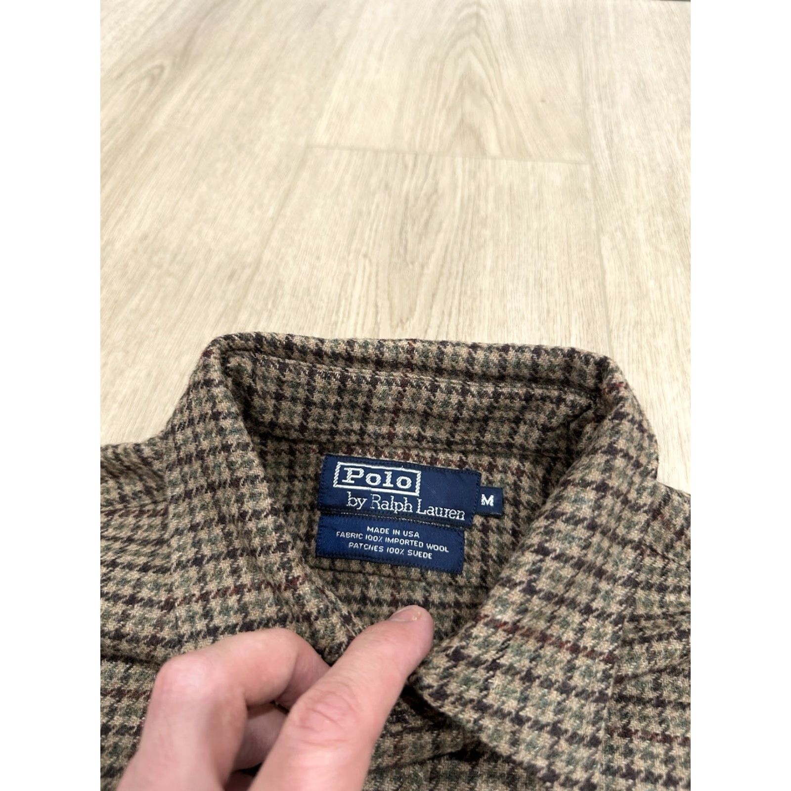 Polo Ralph Lauren VINTAGE Polo Ralph Lauren Shirt Mens Medium Brown Wool Check Button-Up Elbow Patch 90s Outdoor Hunting Size US M / EU 48-50 / 2 - 5 Thumbnail