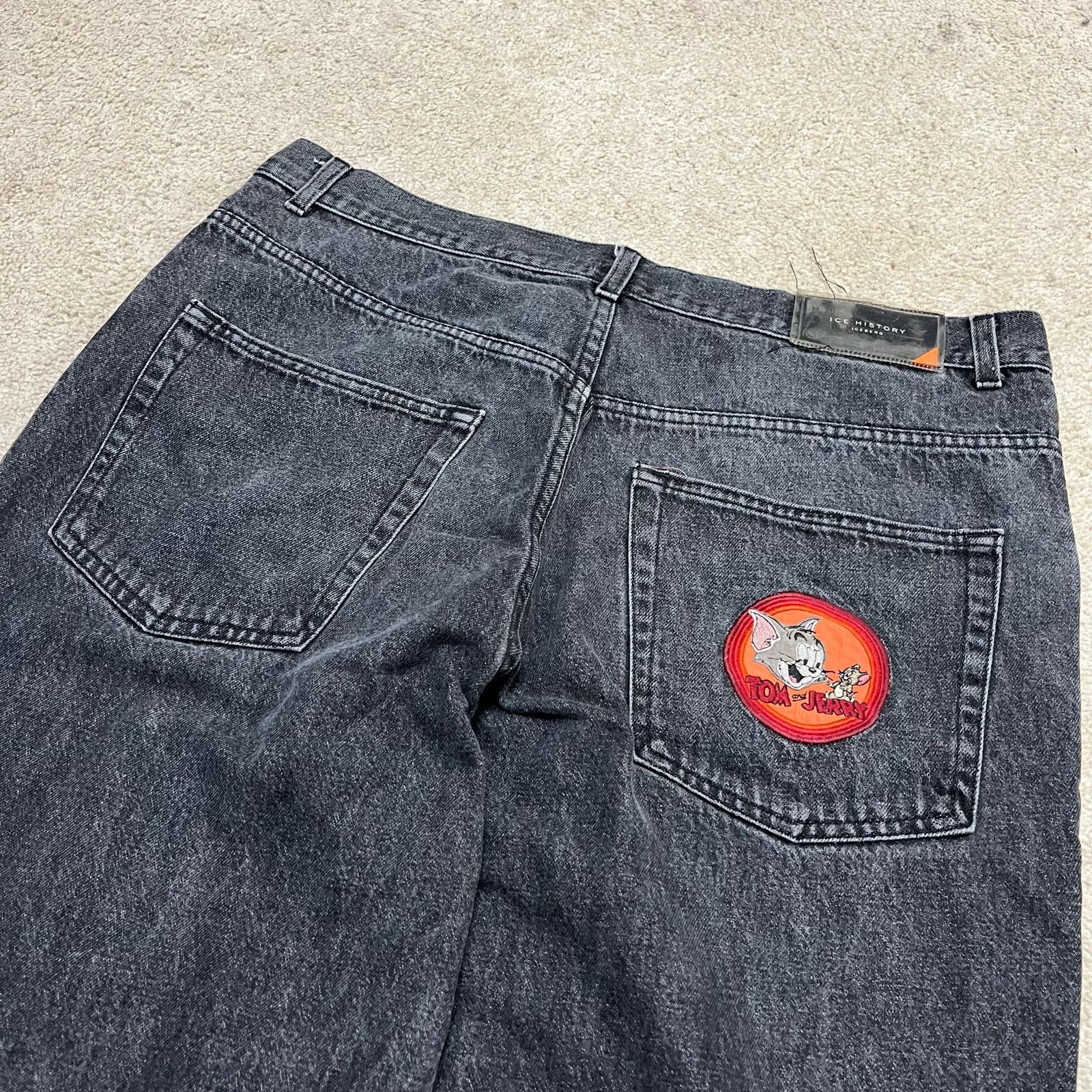Other Vintage Iceberg Tom & Jerry Jeans Y2K Baggy Black 36Wx34L Size US 36 / EU 52 - 3 Thumbnail