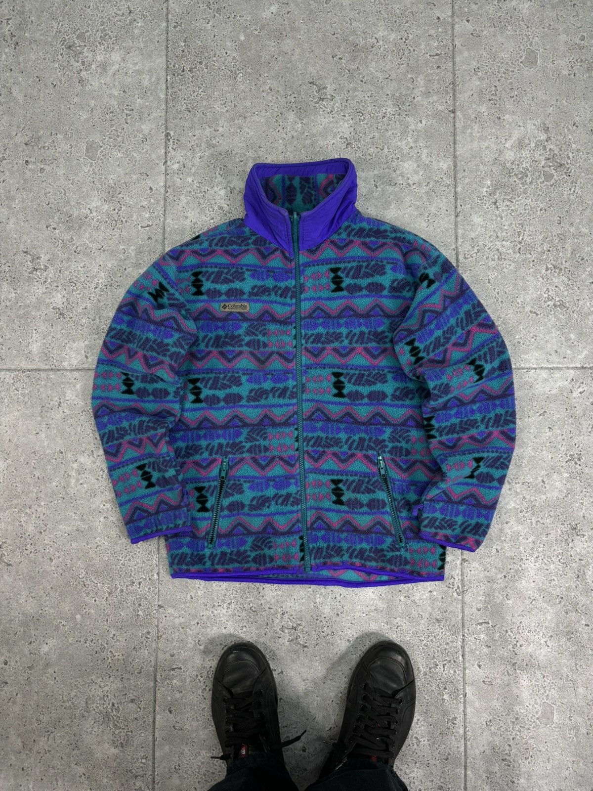 Columbia × Vintage Crazy Archive 90s Columbia Aztec Synchilla Zip Fleece Y2K Size US S / EU 44-46 / 1 - 1 Thumbnail