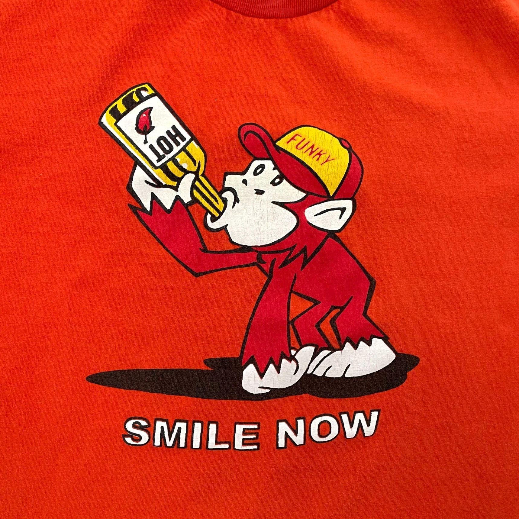 Vintage VINTAGE Funky Monkey Shirt Peace Mens M Orange Slim Short Sleeve Crew Neck All Seasons Size US M / EU 48-50 / 2 - 3 Thumbnail