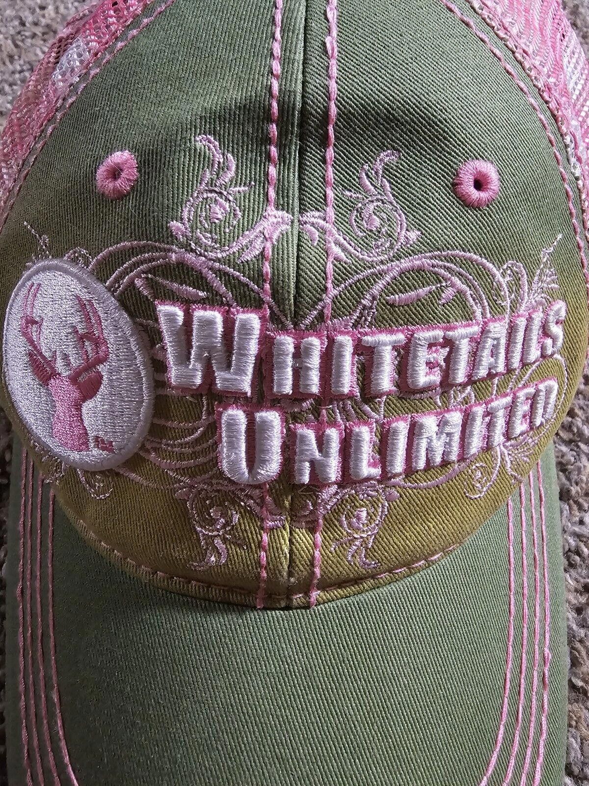 Designer Women's Whitetails Unlimited Embroidered Pink Green Hat Size ONE SIZE - 3 Thumbnail