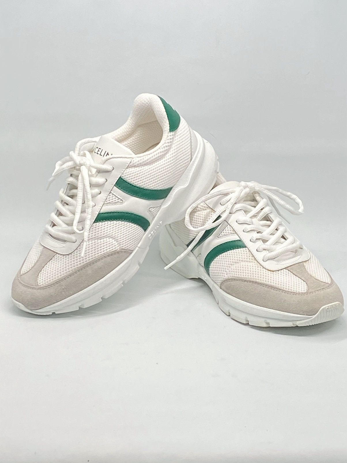 Celine CR-01 Suede-Trimmed Leather and Mesh Sneakers size 37