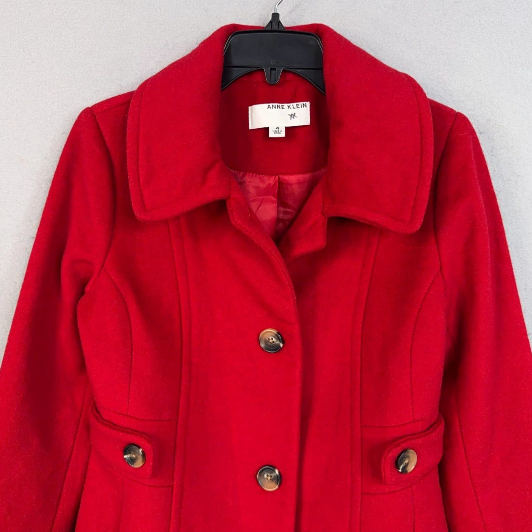 Anne Klein Anne Klein Coat Womens 4 Red Wool Cashmere Blend Single Breasted Classic Dressy Coat Size S / US 4 / IT 40 - 2 Thumbnail