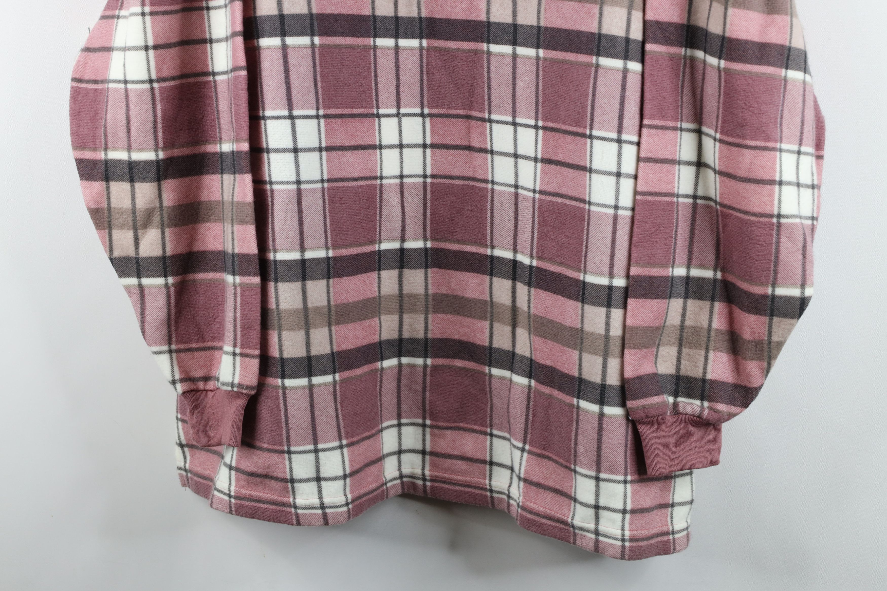 Vintage Vintage 90s Streetwear Mock Neck Sweatshirt Pink Plaid Size 3XL / US 20-22 - 3 Thumbnail