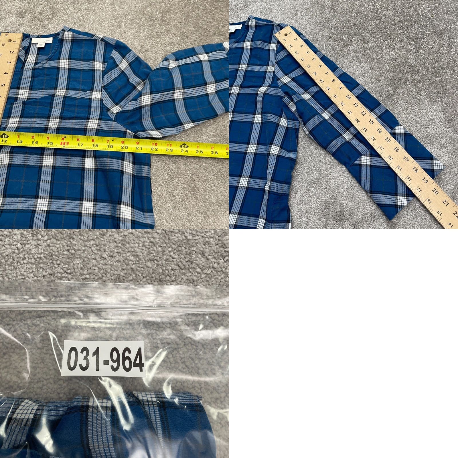 J. Jill J.Jill Blouse Shirt Womens Large Petite Plaid Tencel Long Sleeve Crew Neck Button Casual Fall Spring Summer Blue White Pattern Li ne-Up Size L / US 10 / IT 46 - 9 Thumbnail