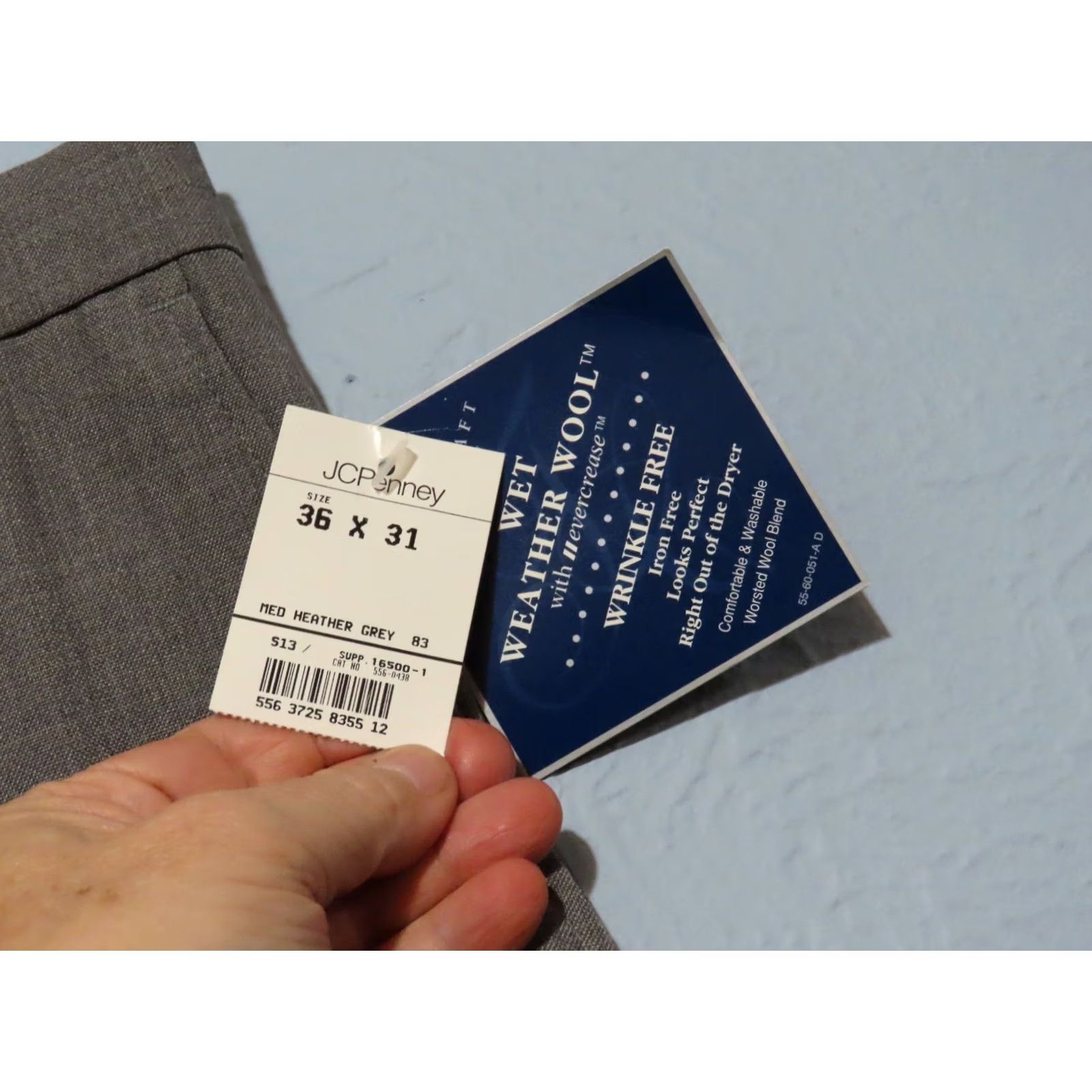 Vintage Towncraft Dress Pants Mens 36 X 31 Gray Flat Front Straight Leg Wool Blend Wet Weather New Wrinkle Free Dress Pants Regular Mens Size US 36 / EU 52 - 5 Thumbnail