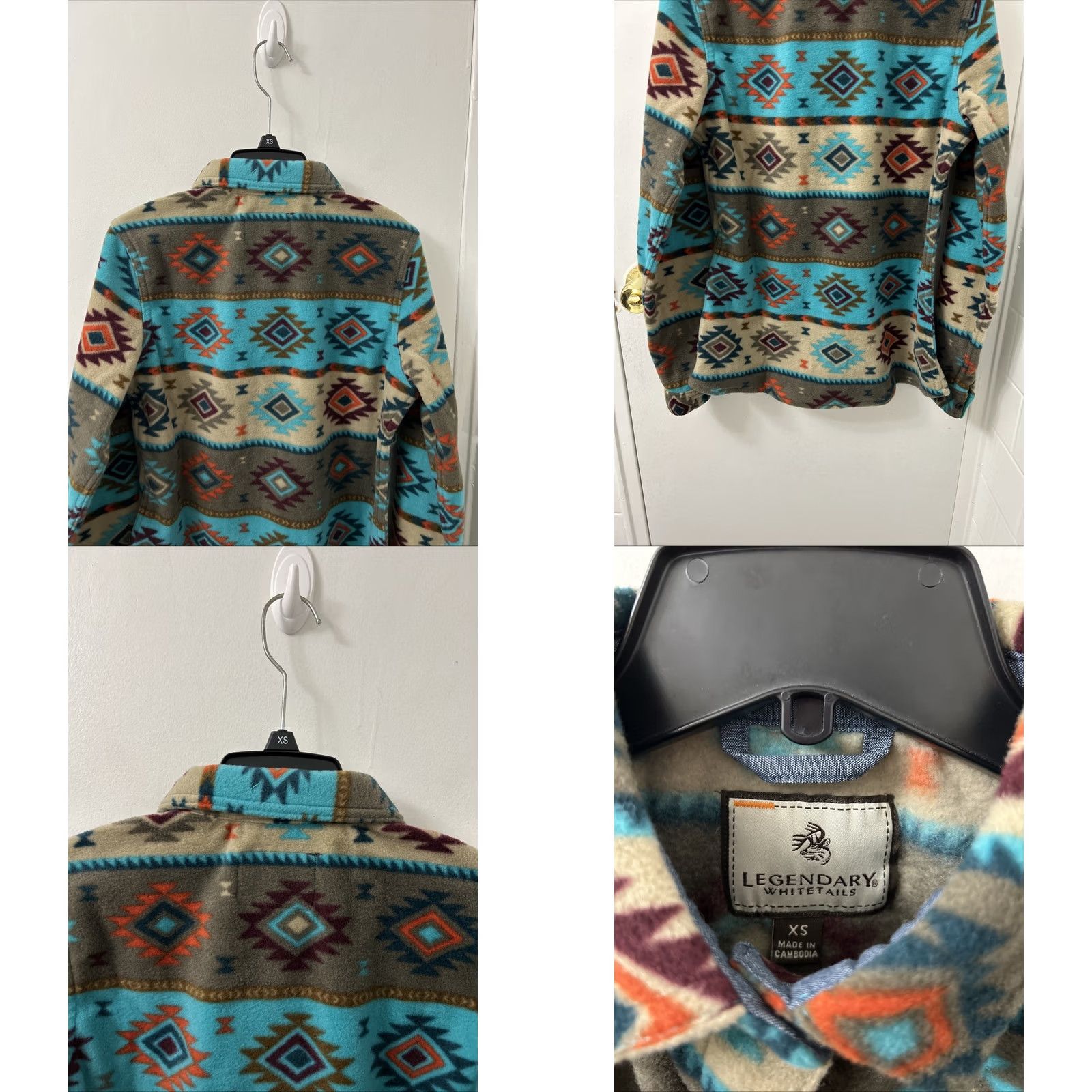 Vintage Legendary Whitetails Fleece Shirt Womens XS Blue Aztec Button Down Long Sleeve Size XS / US 0-2 / IT 36-38 - 8 Thumbnail