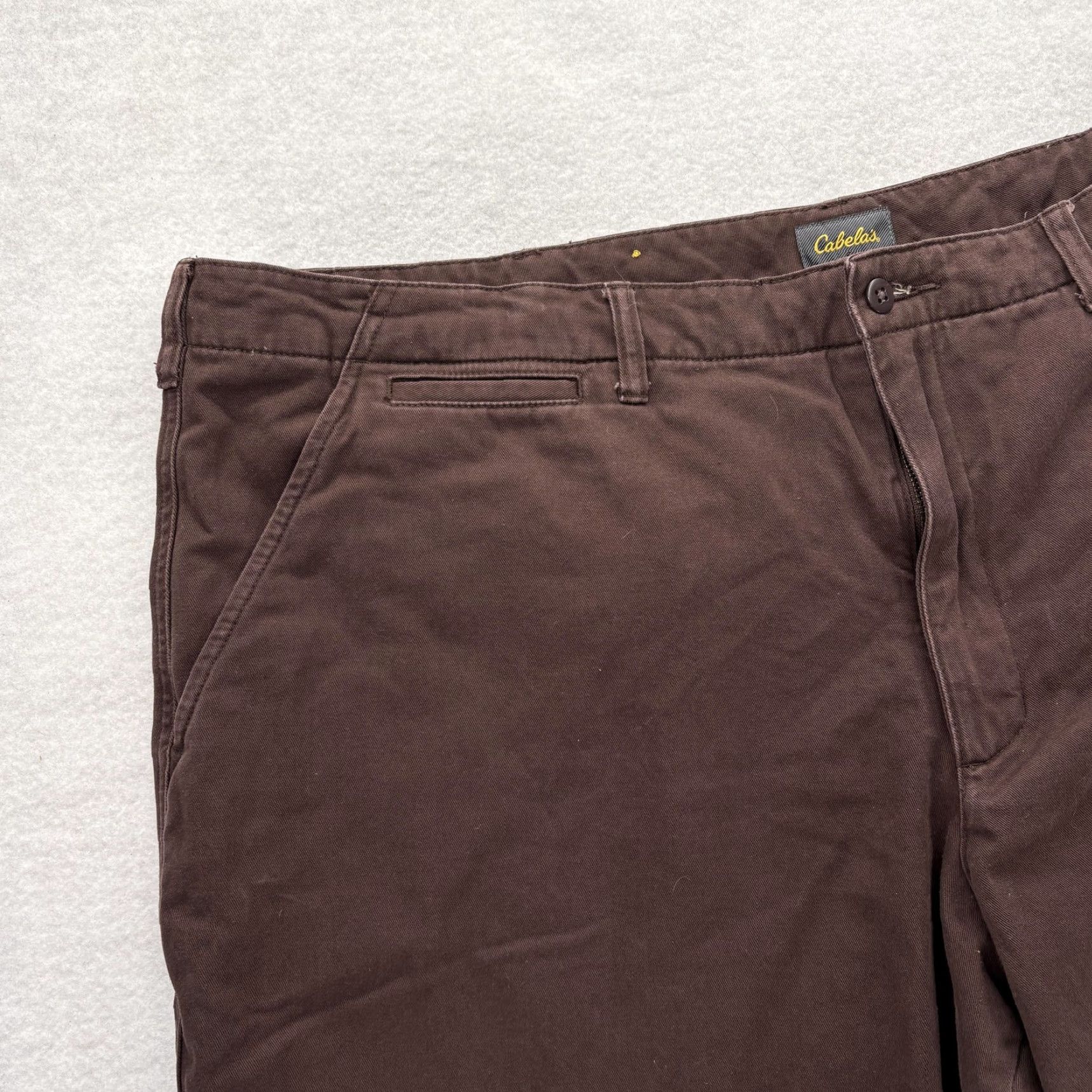 Vintage Cabela's Flannel Lined Chino Pants Mens 46x30 Brown Straight Leg Outdoors Camp Big & Tall, Flat Front, Zip Fly, Pockets, Cotton, 46 Waist, 30 Inseam Size US 30 / EU 46 - 3 Thumbnail