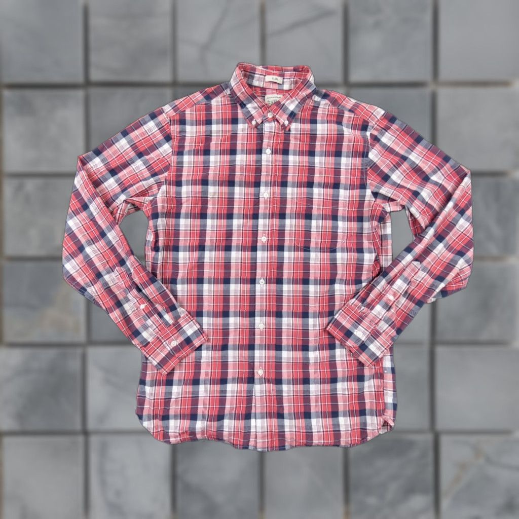 J.Crew J.CREW Men's Slim Fit Button-Up Shirt Medium Red Plaid Long Sleeve Preppy Size US M / EU 48-50 / 2 - 1 Thumbnail