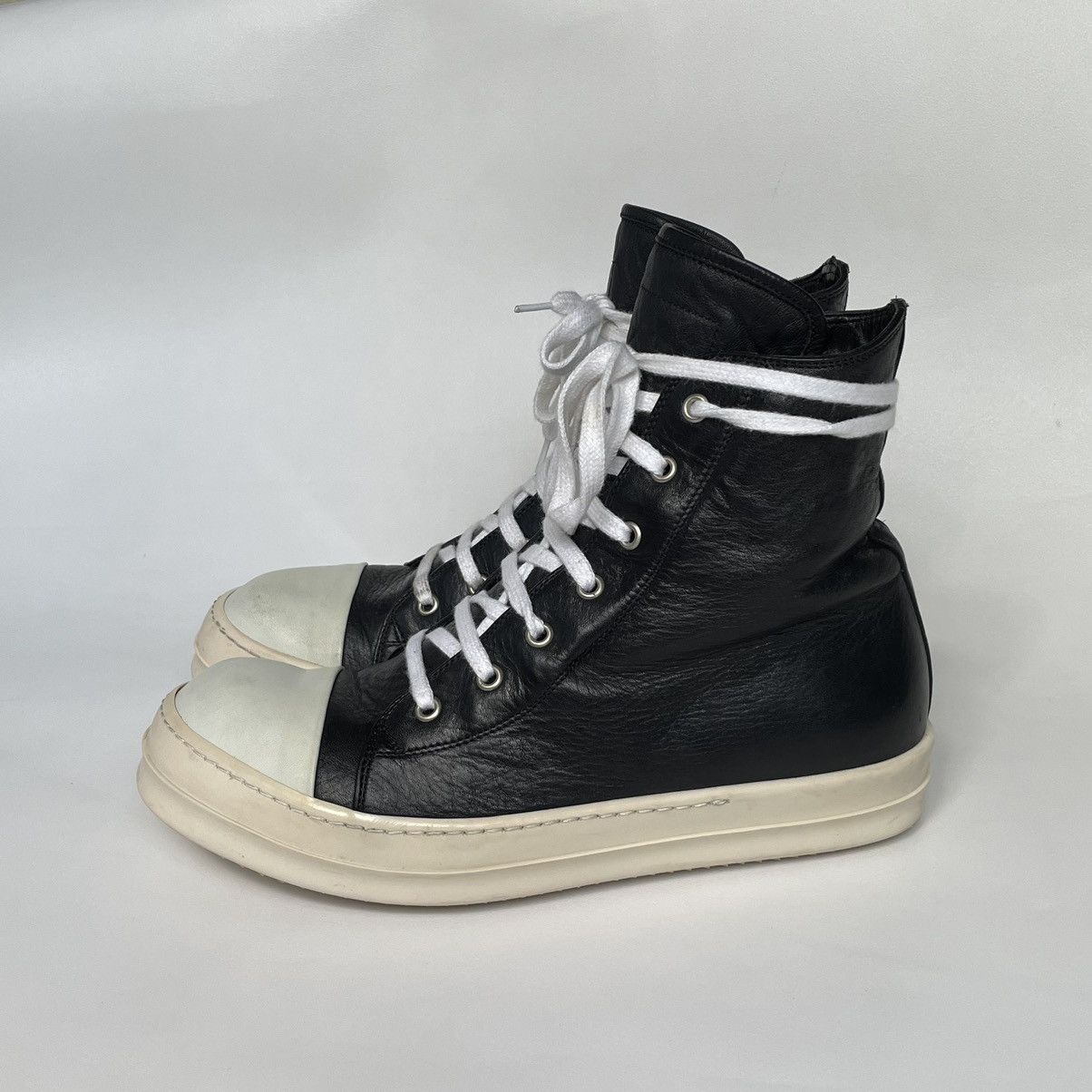 Rick Owens S/S 12 Black/Milk Leather Ramones Sneakers Size US 8 / EU 41 - 23 Thumbnail