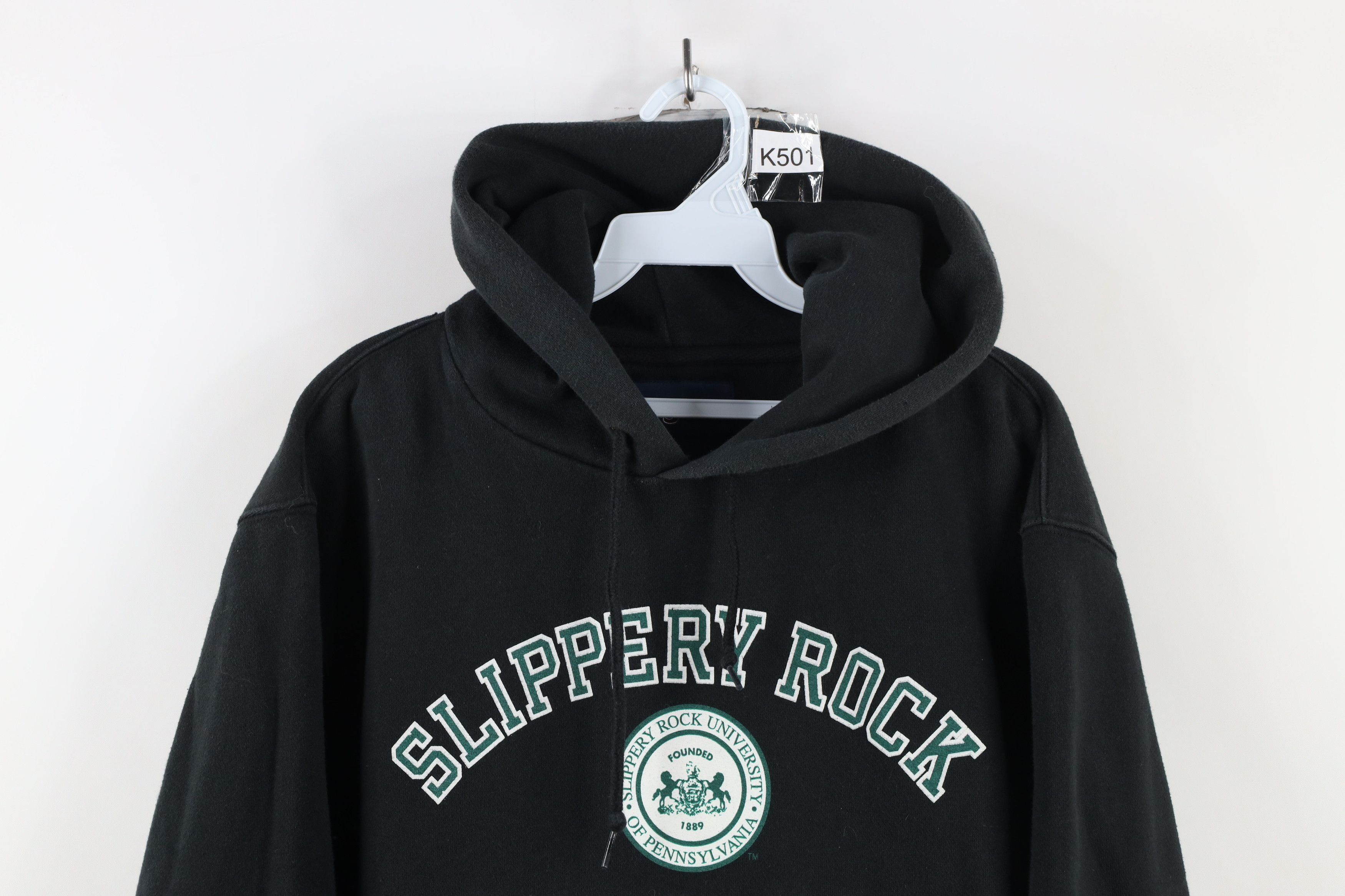 Vintage Vintage 90s Slippery Rock University Hoodie Sweatshirt Black Size US M / EU 48-50 / 2 - 2 Thumbnail