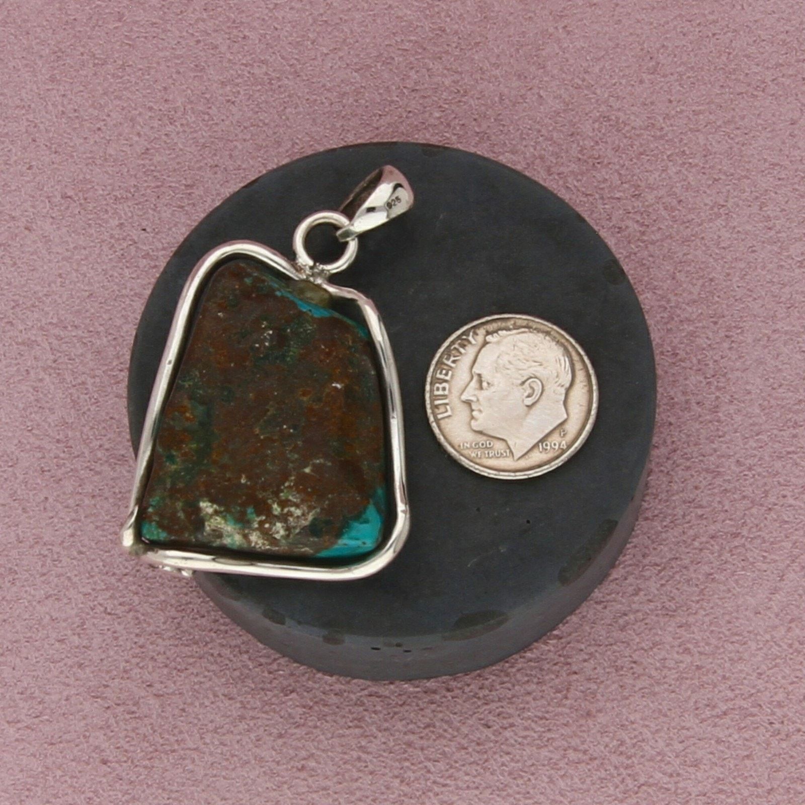 Sterling Silver sterling silver vintage wire bezel turquoise pendant Size ONE SIZE - 3 Thumbnail