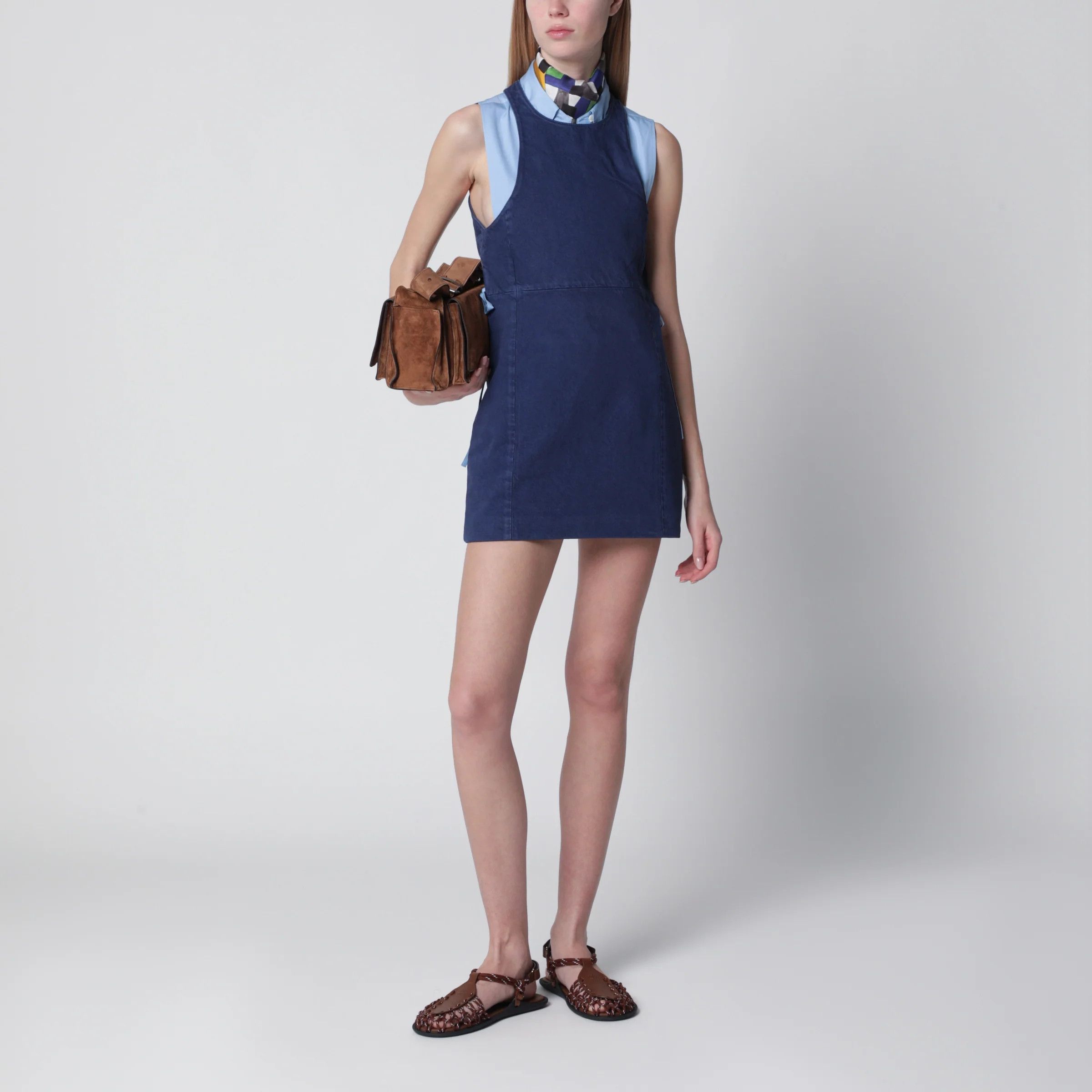 Miu Miu o1d2blof0426 Gabardine Dress in Blue Size M / US 6-8 / IT 42-44 - 5 Thumbnail