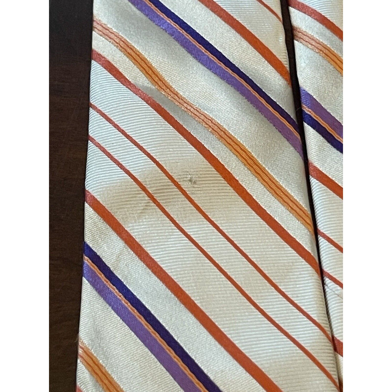 Express Express Orange Purple 100% Silk Men’s Neck Tie Made In China Size ONE SIZE - 4 Thumbnail