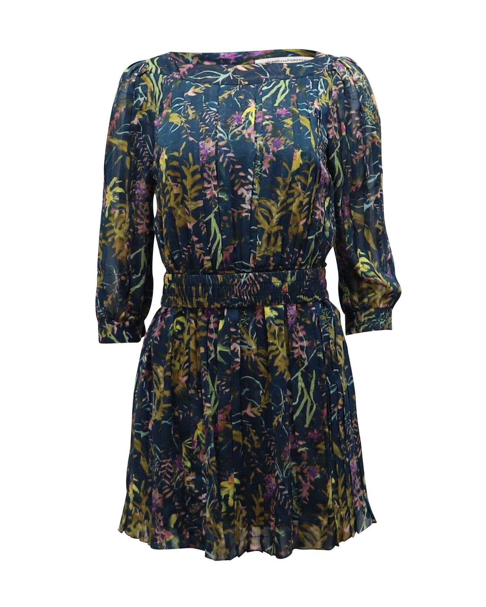 Diane von Furstenberg Diane Von Furstenberg Chiffon Print Short Dress in Multicolo Size XXS / US 00 / IT 34 - 1 Thumbnail
