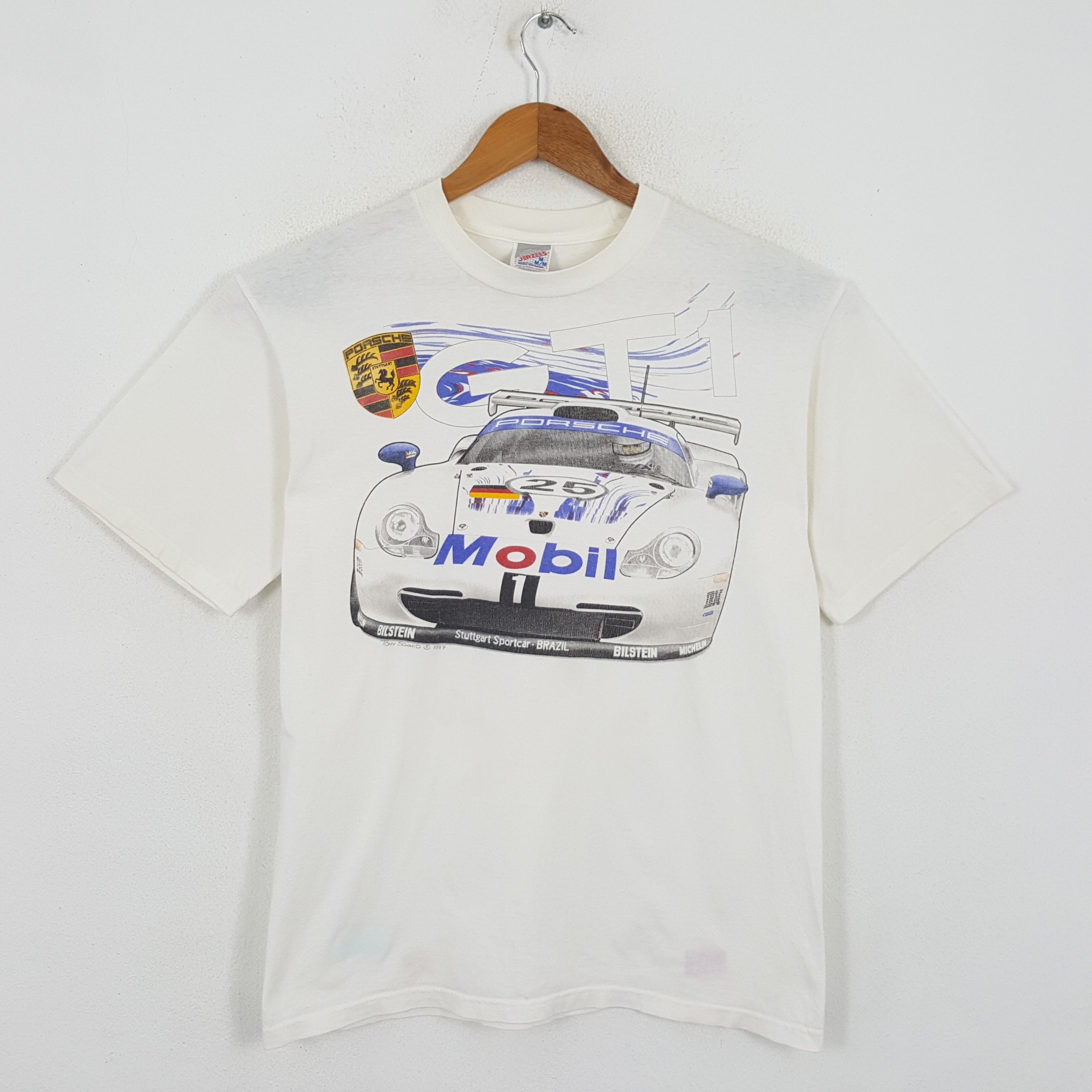 Pre-owned Porsche Design X Racing Vintage Porsche Gt1 Supercar Racing Team T-shirts In White