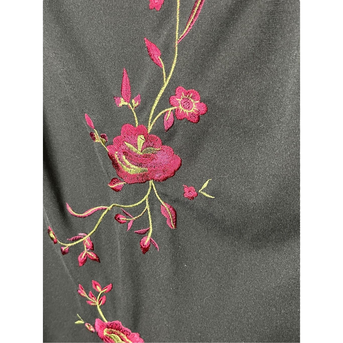 Other Vintage Arianna By Rachel Kaye Y2K Black Maxi Gown Embroider Size L / US 10 / IT 46 - 6 Thumbnail