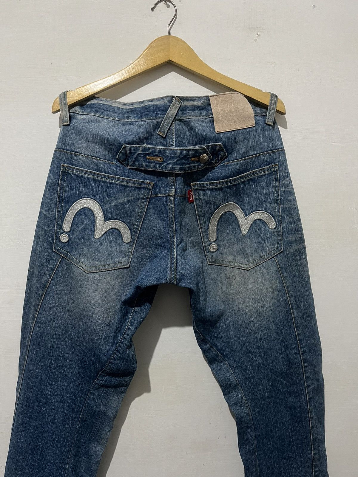 Japanese Brand Evisu Genes Baggy Denim Silver Logo Embroidery Y2K Style Size US 30 / EU 46 - 5 Thumbnail
