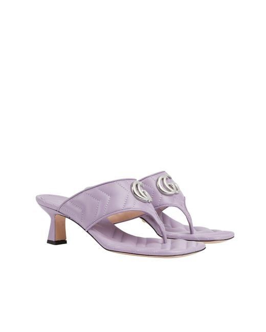 Gucci double G leather thong sandal purple Size US 7.5 / IT 37.5 - 1 Thumbnail