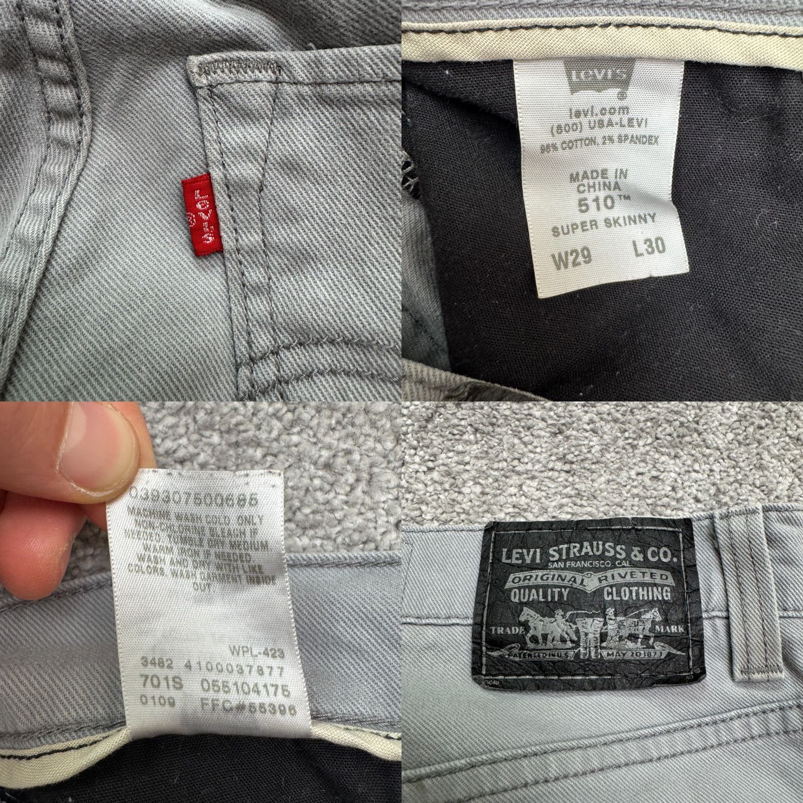 Levi's Levi's 510 Women's Skinny Denim Jeans Crop Mid Rise Gray 29x24 Casual Streetwear Size 29" - 8 Thumbnail