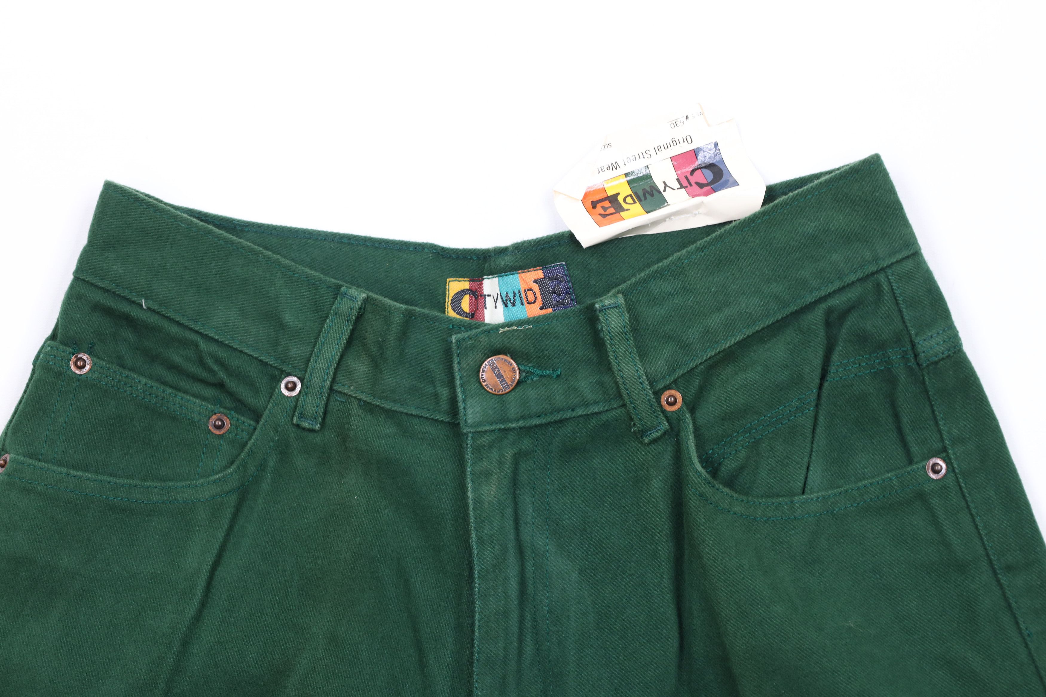 Vintage Deadstock Vintage 90s Streetwear Denim Shorts Jorts Green Size US 31 - 2 Thumbnail