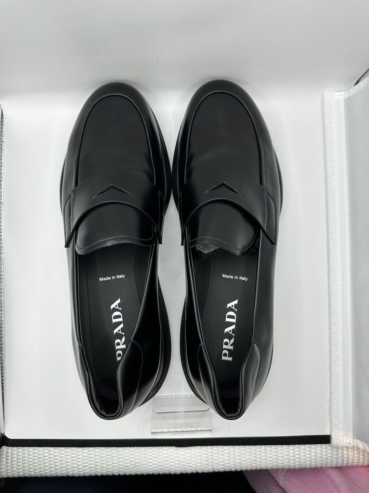 Prada PRADA BRUSHED LEATHER SPORT LOAFERS BLACK Size US 11 / EU 44 - 1 Thumbnail
