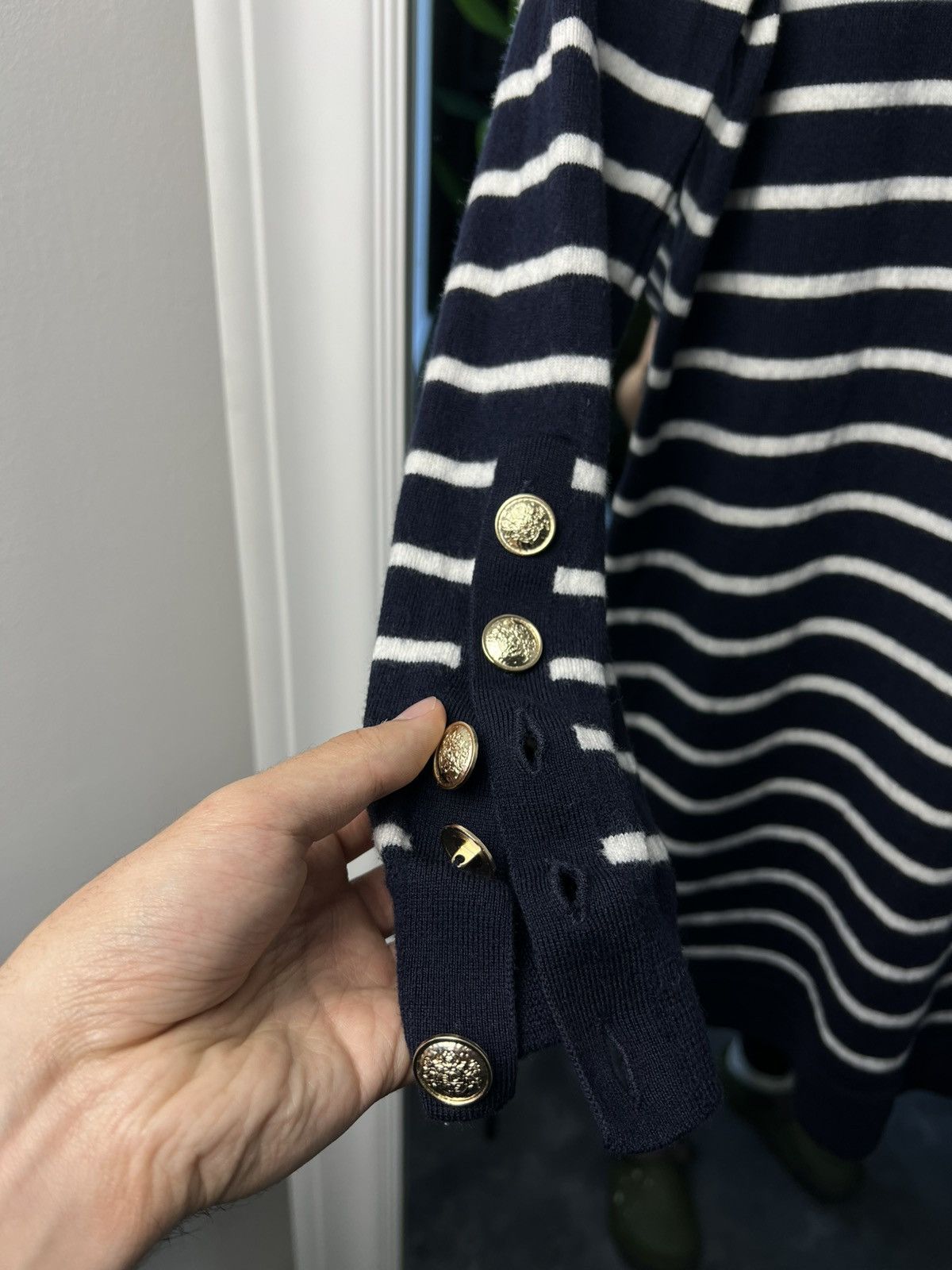 Designer × Sezane Sézane Paola Wool Knit Dress Navy / Ecru Size M Size M / US 6-8 / IT 42-44 - 17 Thumbnail
