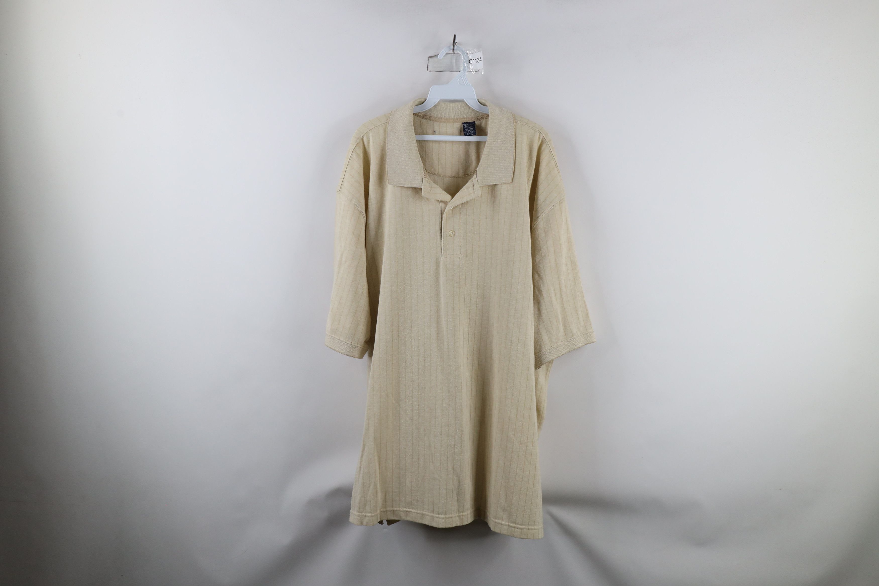 Vintage Vintage 90s Streetwear Knit Collared Golf Polo Shirt Beige Size US XXL / EU 58 / 5 - 1 Thumbnail