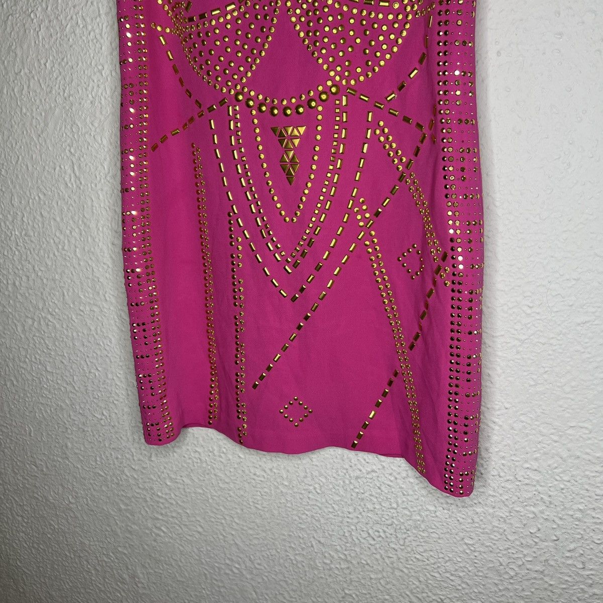 Versace Versace Pink Mini Dress Gold Beads Frontrow Floral Pattern Size S / US 4 / IT 40 - 2 Thumbnail