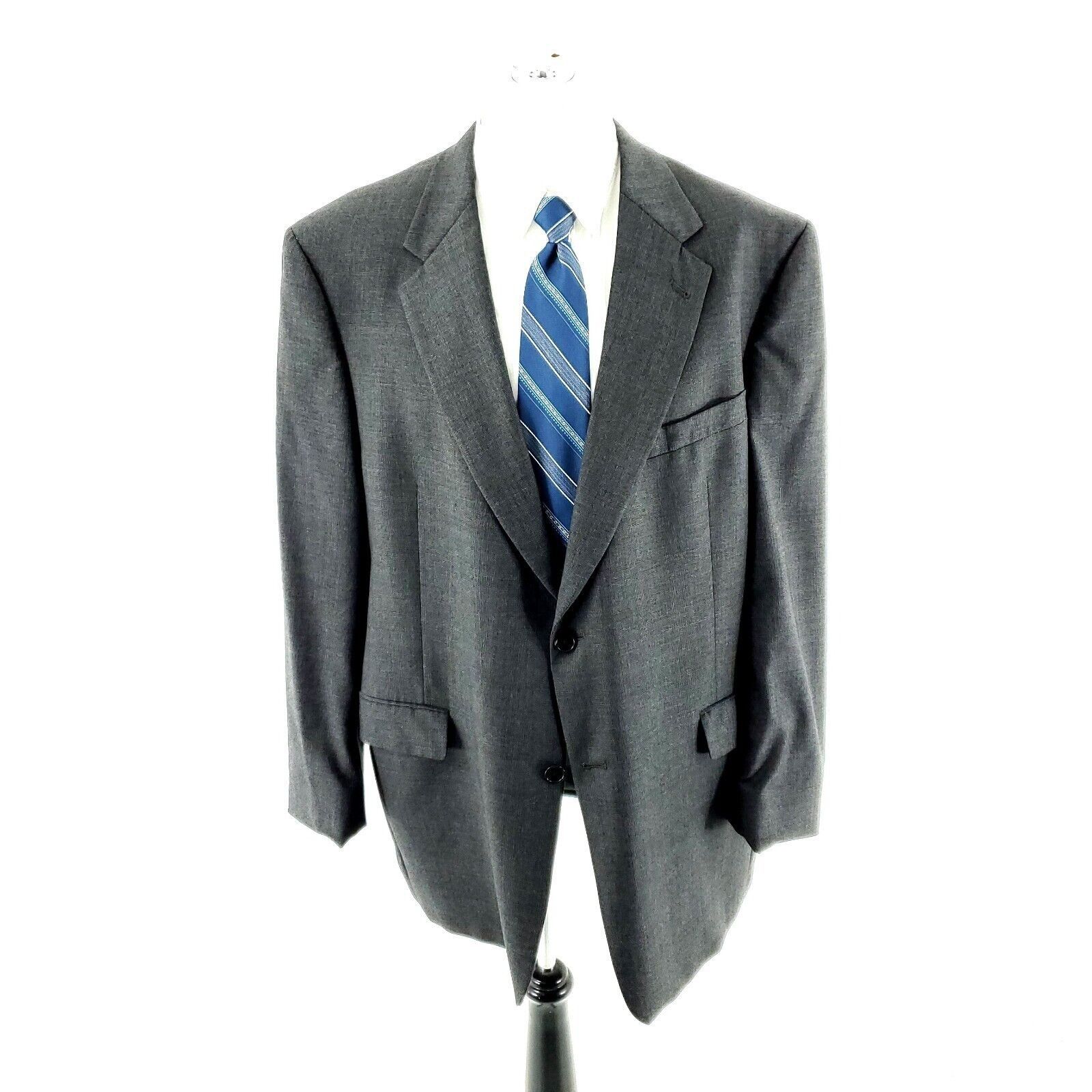 Loro Piana Loro Piana Daniel Cremieux Wool 2 Button Blazer 46L Gray Pla Size 46L - 3 Thumbnail