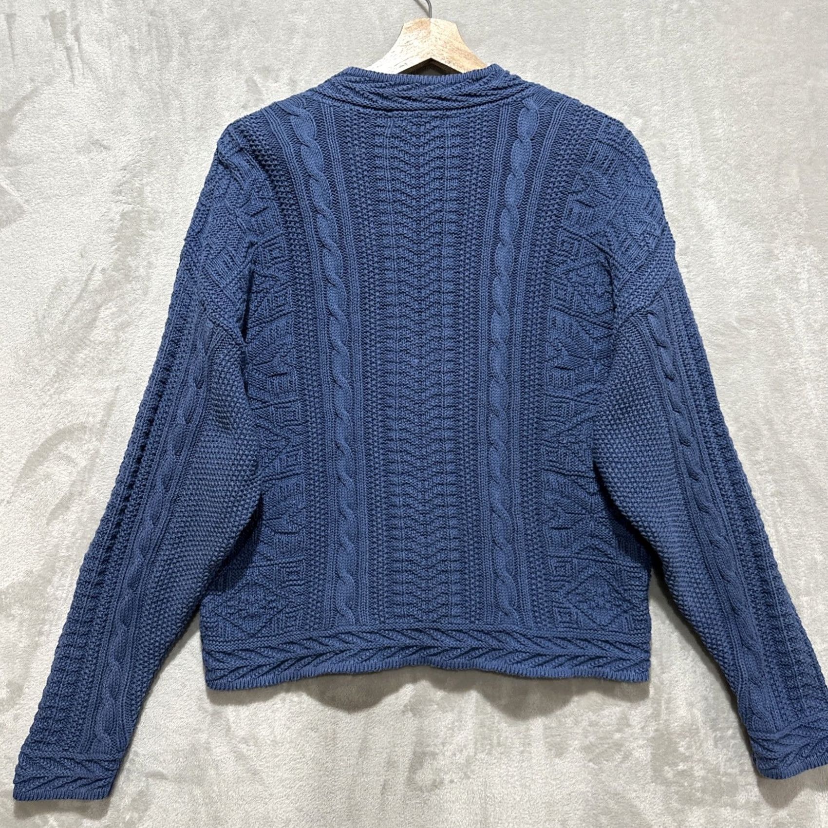 Vintage VINTAGE L.L. Bean Cardigan Sweater Womens Medium Blue 100% Cotton Cable Knit Size M / US 6-8 / IT 42-44 - 2 Thumbnail