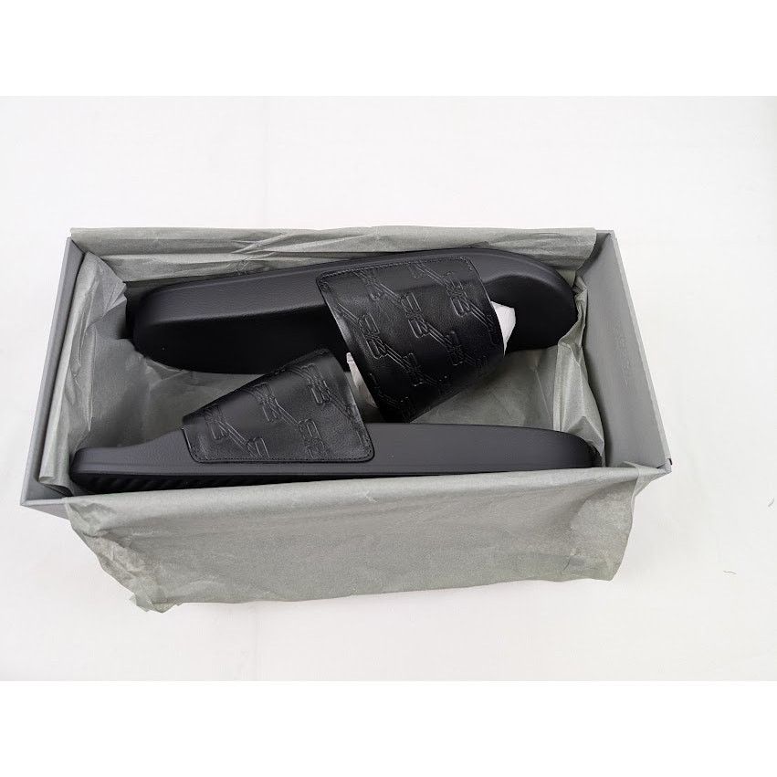 Balenciaga o1rshd1 Pool Slides BB Monogram in Black Size US 13 / EU 46 - 14 Thumbnail