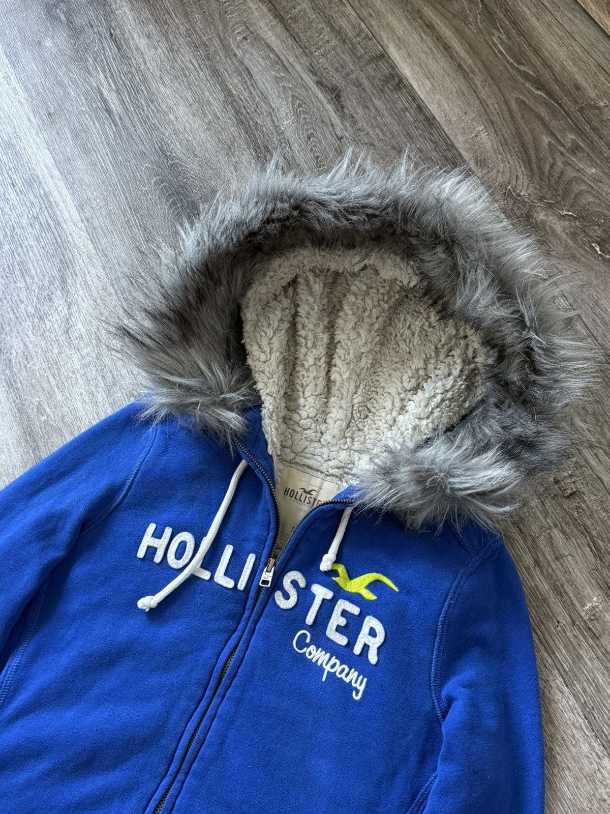 Hollister Faux Fur Hollister Hoodie Y2K Woomens Hooded Blue Streetwear Size S / US 4 / IT 40 - 6 Thumbnail