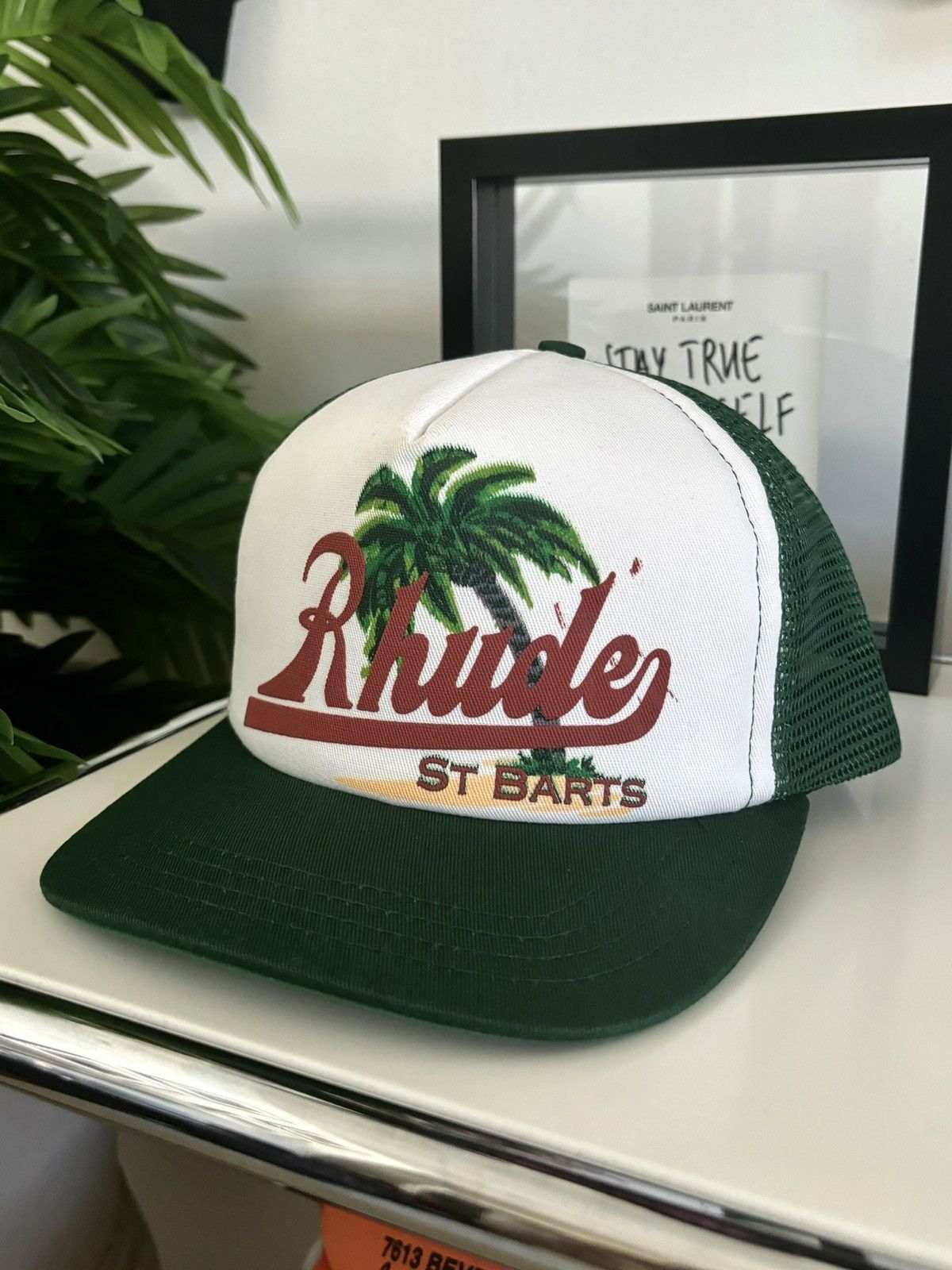 image of Rhude “Palm Tree St Barts” Hat in Black, Men's