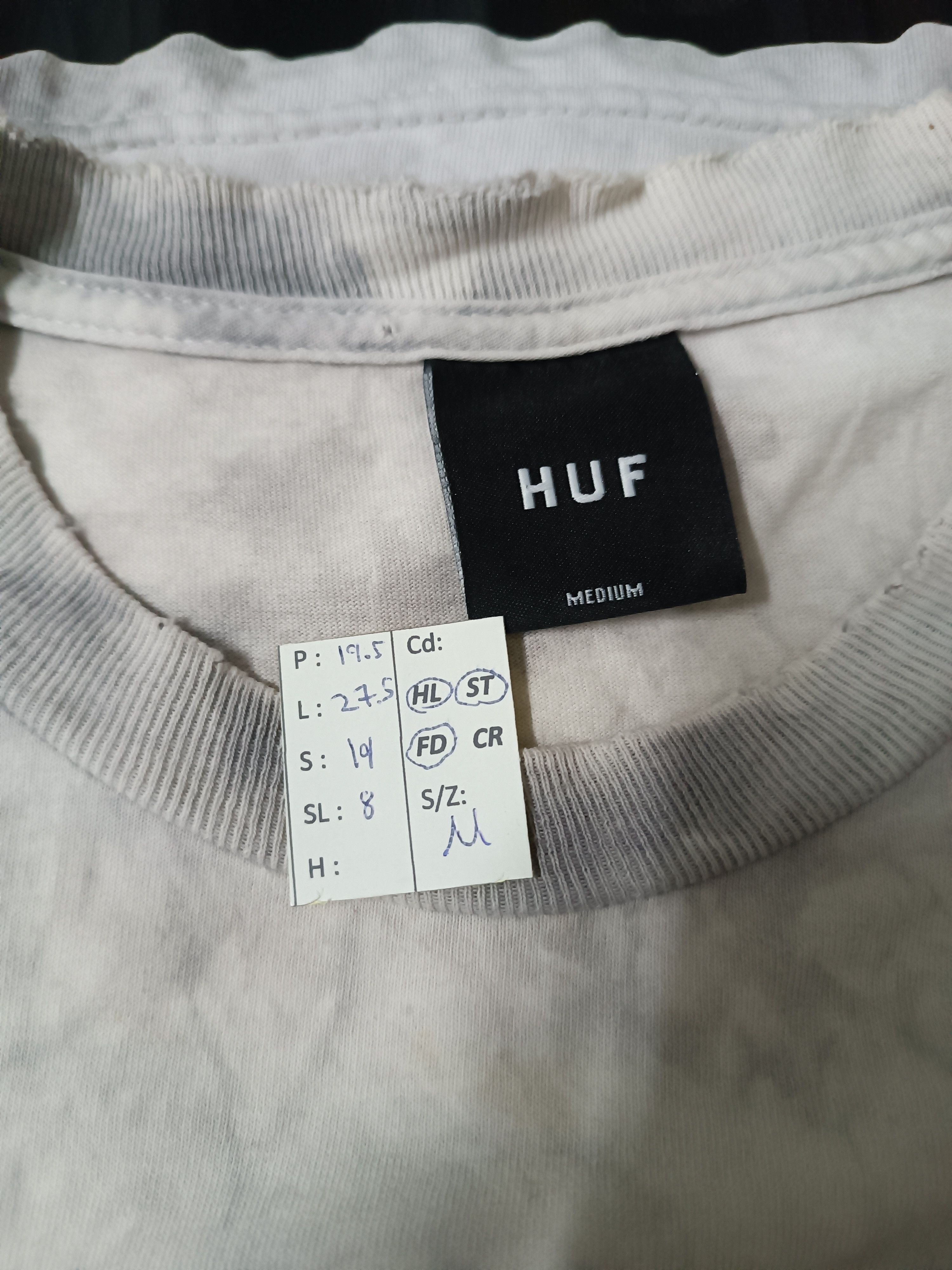 Huf THRASHED FADED VINTAGE Y2K HUF ACID WASH SKATER GRUNGE PUNK Size US M / EU 48-50 / 2 - 17 Thumbnail