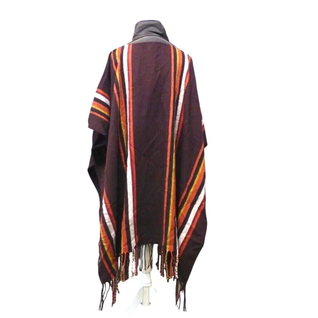 Steve Madden Steve Madden Striped Puff-neck, Poncho (Puffcho), Maroon Size ONE SIZE - 6 Thumbnail
