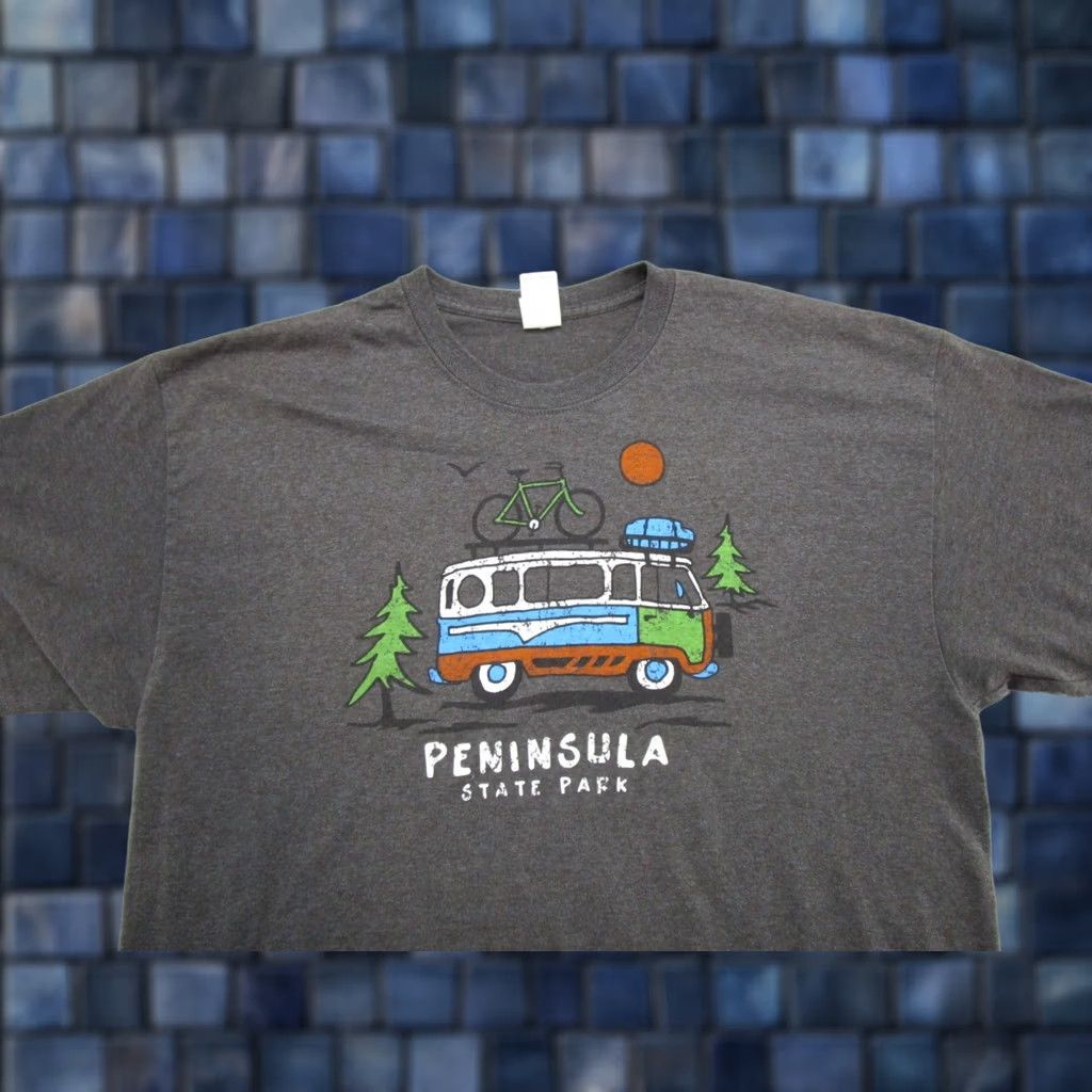 Gildan Peninsula State Park Wisconsin Van Bike Logo Shirt Mens XL Gray Outdoor Hiking Size US XL / EU 56 / 4 - 1 Thumbnail