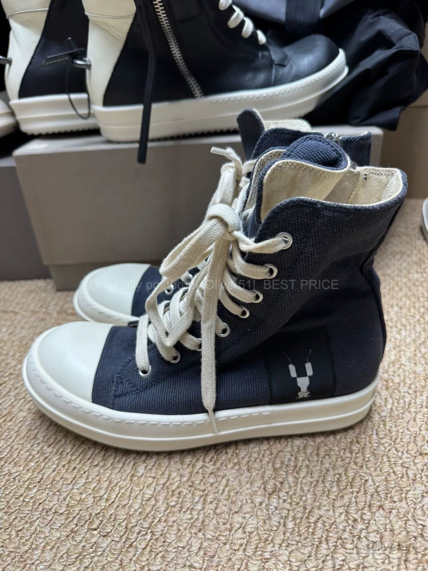 Rick Owens Drkshdw Robot Patch Canvas High Kkkk1/2610 in Black, Women's