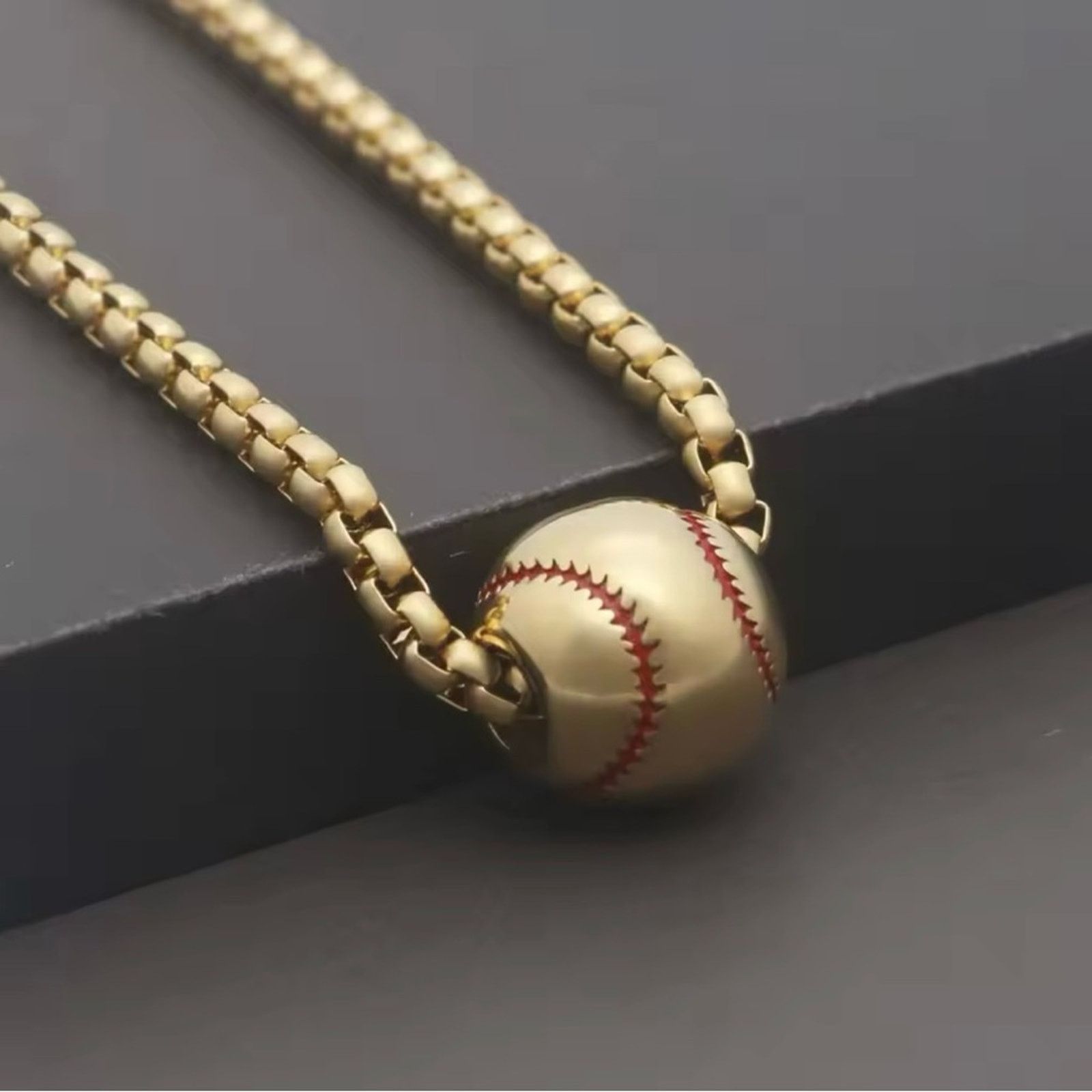 Other Stainless Steel Baseball Necklace for Men Women Gold 24” Size ONE SIZE - 1 Thumbnail