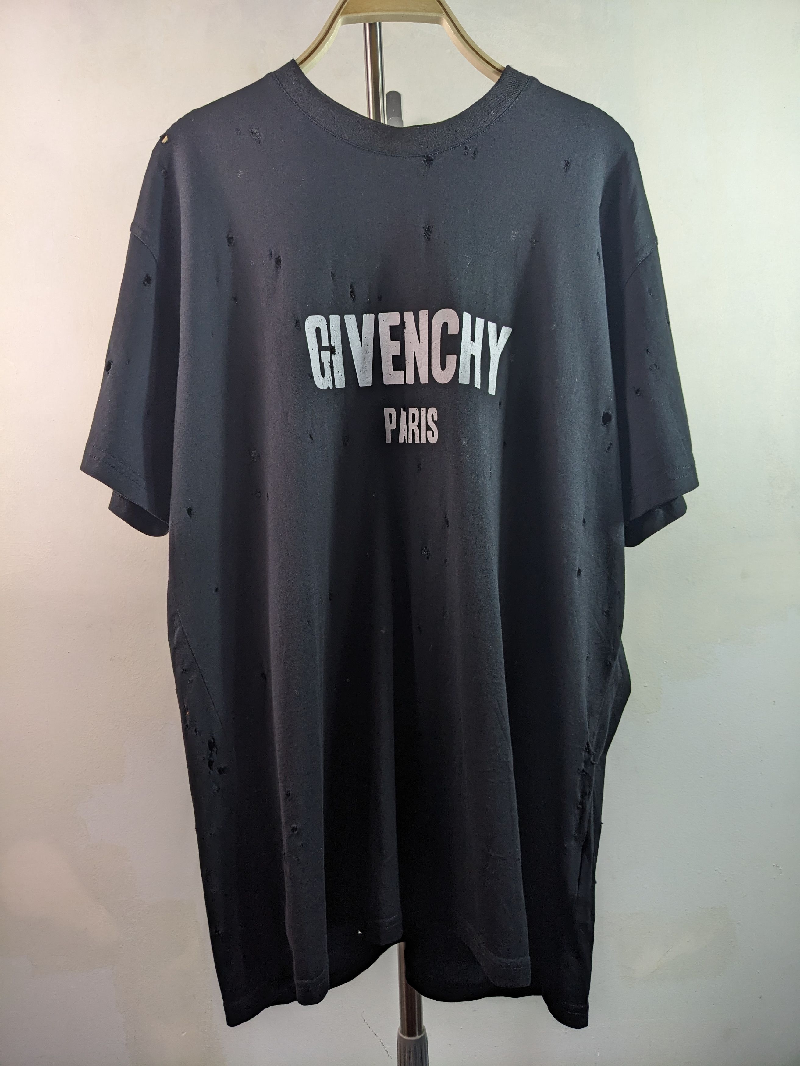 Givenchy Givenchy logo Oversized Distressed Black T Shirt XS | Grailed