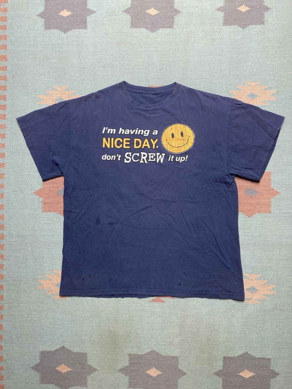 Vintage y2k t shirt I’m having a nice day don’t screw it up smiley L Size US L / EU 52-54 / 3 - 1 Thumbnail